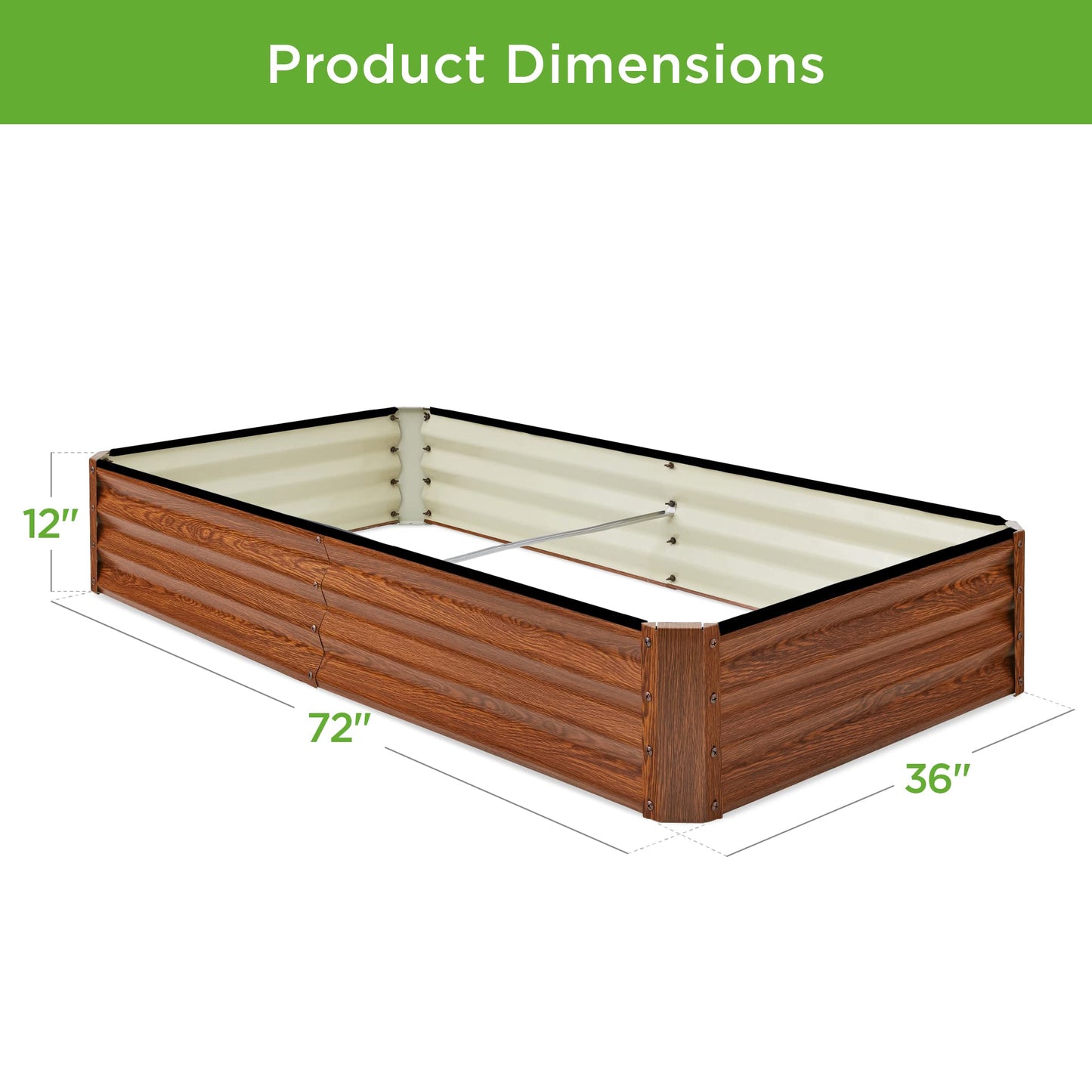 Best Choice Products 6x3x1ft Outdoor Metal Raised Garden Bed Box Vegetable Planter for Vegetables, Flowers, Herbs, and Succulents - Wood Grain