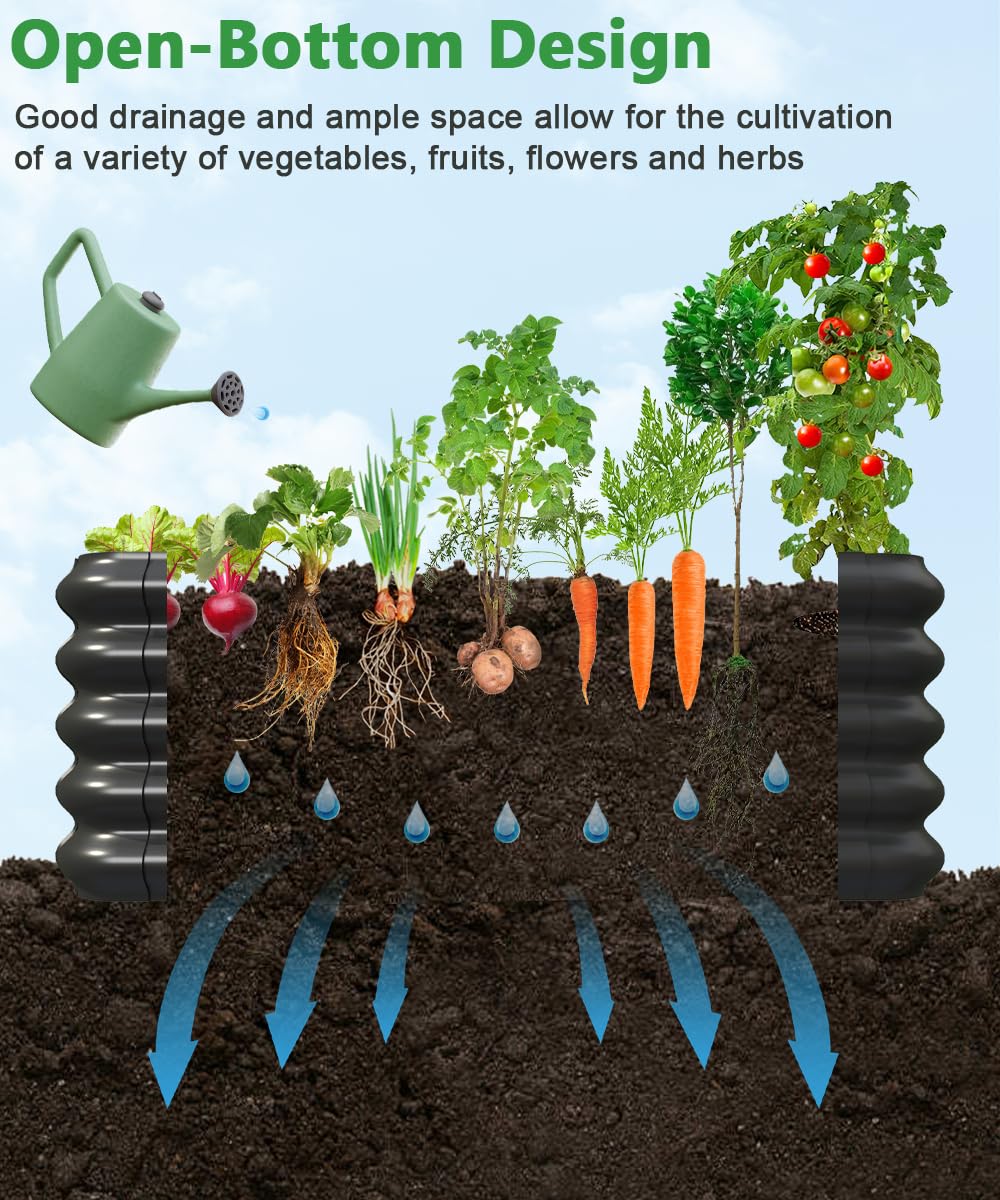Sprimden 3.0x1.8x1.0ft Raised Garden Bed Kit, Rustproof PP Material Garden Box, Flower Bed with Tool-Free Assembly Design, Rectangular Planter Boxes for Outdoor Vegetables Flower Fruit Herb, Black