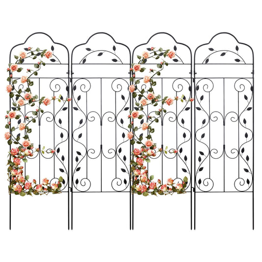 hogardeck 4 Packs 60 * 18 inch Metal Garden Trellis for Climbing Plants Outdoor,Heavy Duty,Black Coating Rustproof Trellis for Rose, Vegetable, Flowers, Expandable,Perfect for Training Climbing Plants