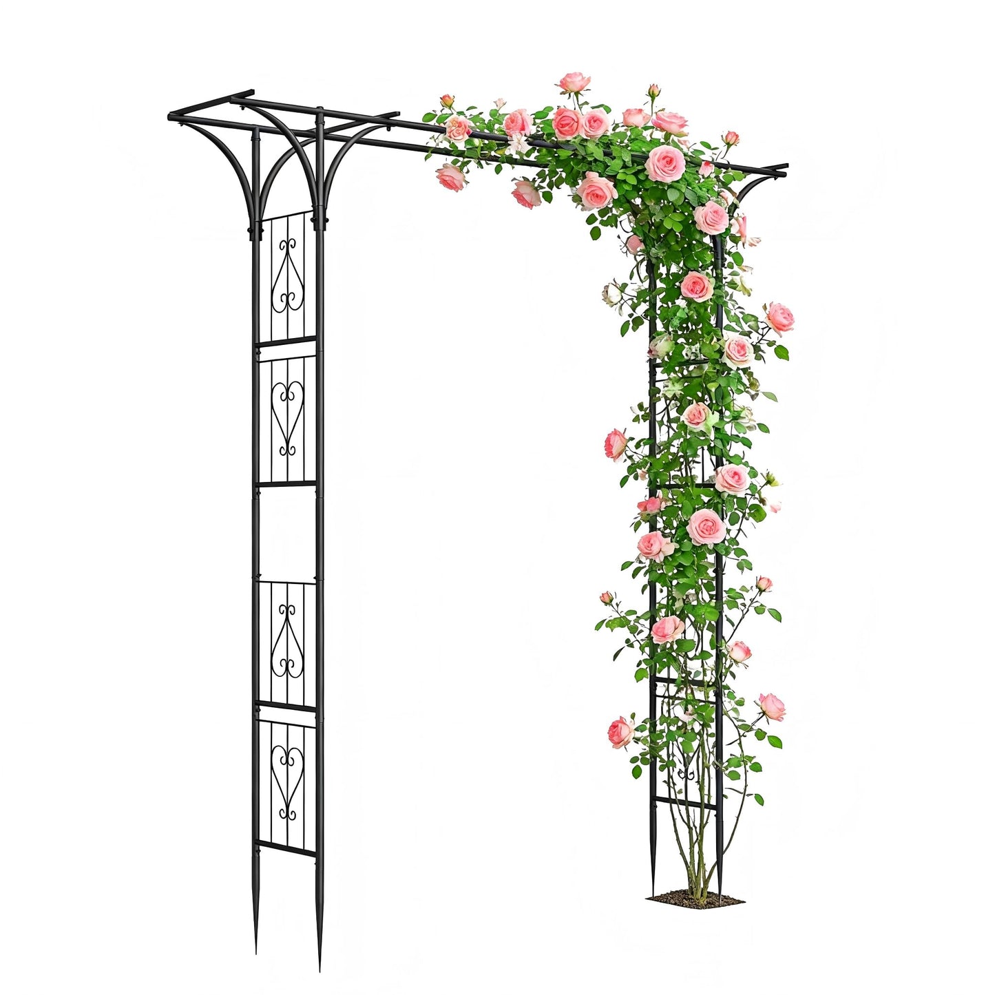Garden Arch Trellis 7FT Wedding Arch Backdrop Stand,Metal Garden Arbor Trellis for Plant Climbing Outdoor, Plant Arch with Anchored Pile, Flower Arch Stand Balloon Decor,Archway Pergola