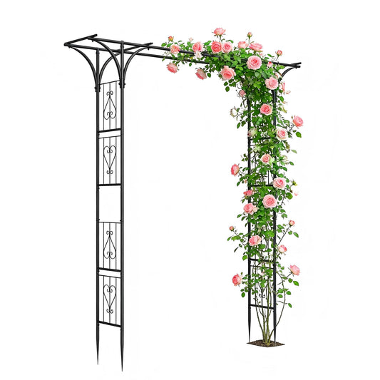 Garden Arch Trellis 7FT Wedding Arch Backdrop Stand,Metal Garden Arbor Trellis for Plant Climbing Outdoor, Plant Arch with Anchored Pile, Flower Arch Stand Balloon Decor,Archway Pergola