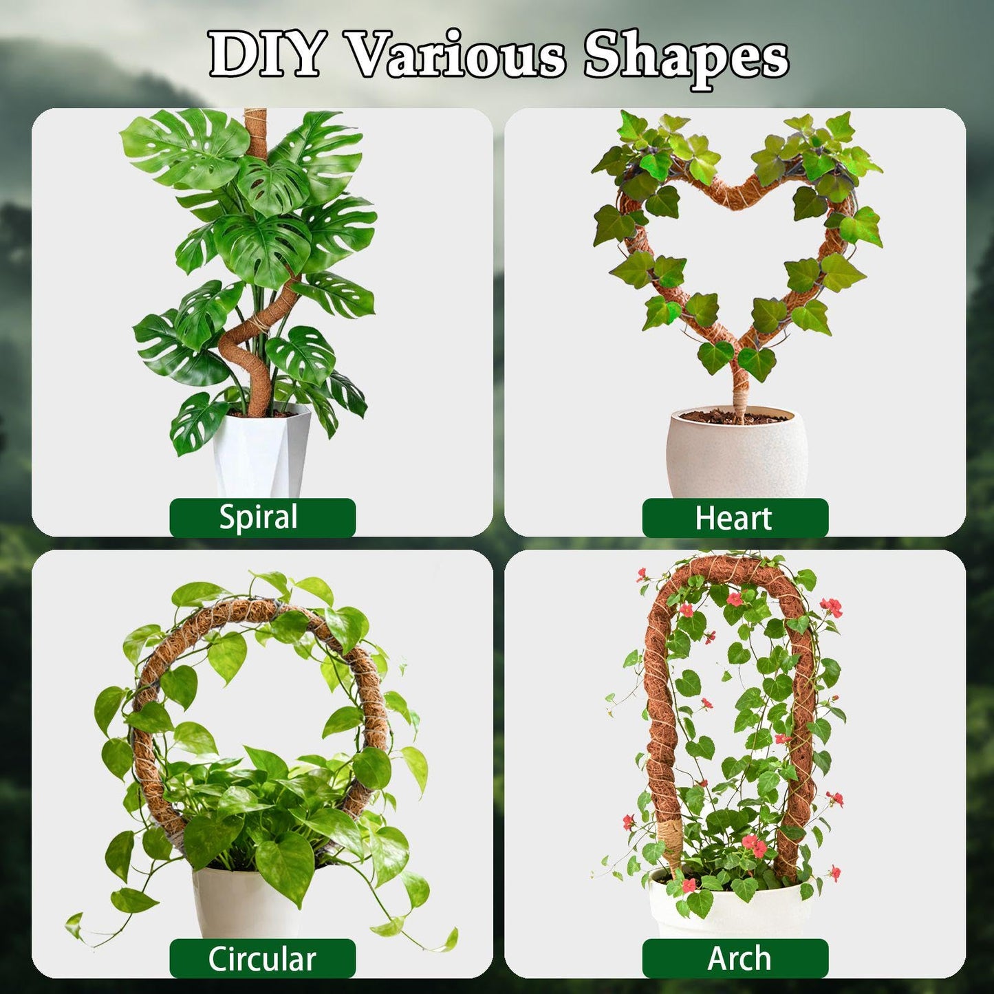 Eralivmart 2 Pack 48 Inch Monstera Plant Support Bendable Moss Pole for Climbing Indoor Plants 7mm Strong Aluminum Core Support Stakes Tall Plant Stake Kit for Potted Plants Pothos Philodendron