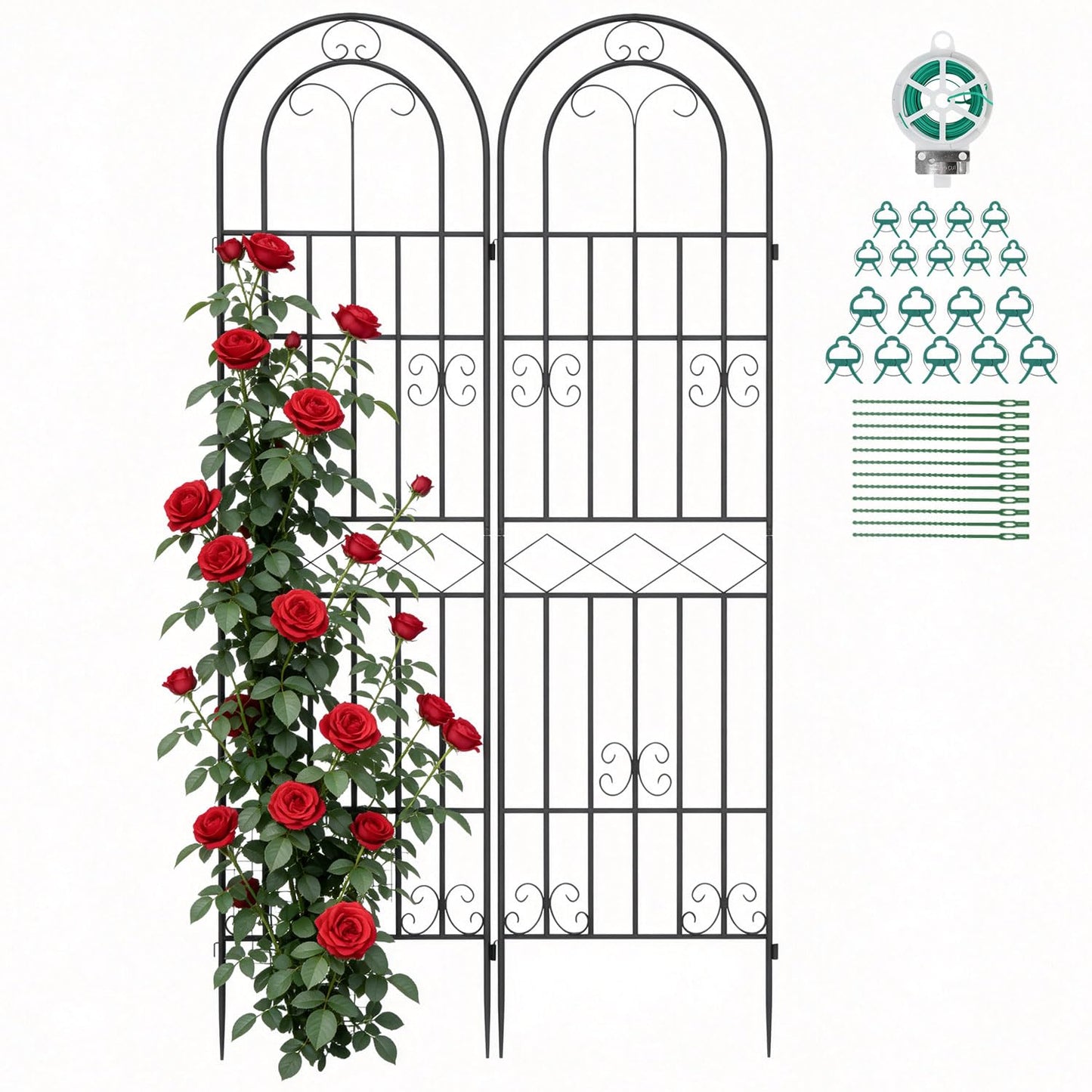 Suteck Garden Trellis for Climbing Plants Outdoor, 71” H x 20” W, 2 Pack Metal Garden Trellis with Rustproof Powder-Coated, Rose Trellis for Patio Lawn Yard, Flower & Vegetable Support