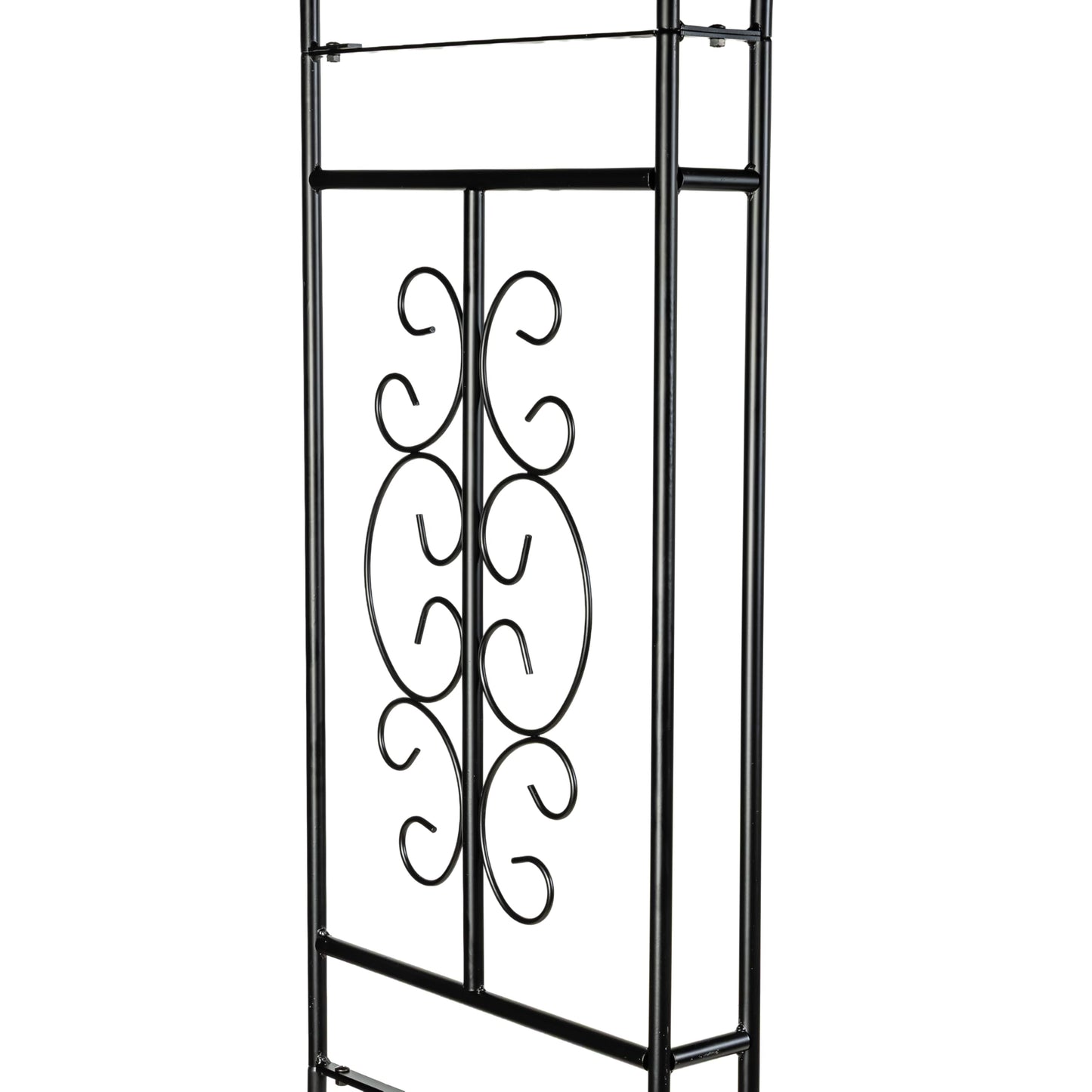 Plow & Hearth Arch Metal Outdoor Garden Arbor 7 Feet Tall Black Iron Trellis for Climbing Plants Outdoor, Wedding Party Arch, Outdoor Patio Decor