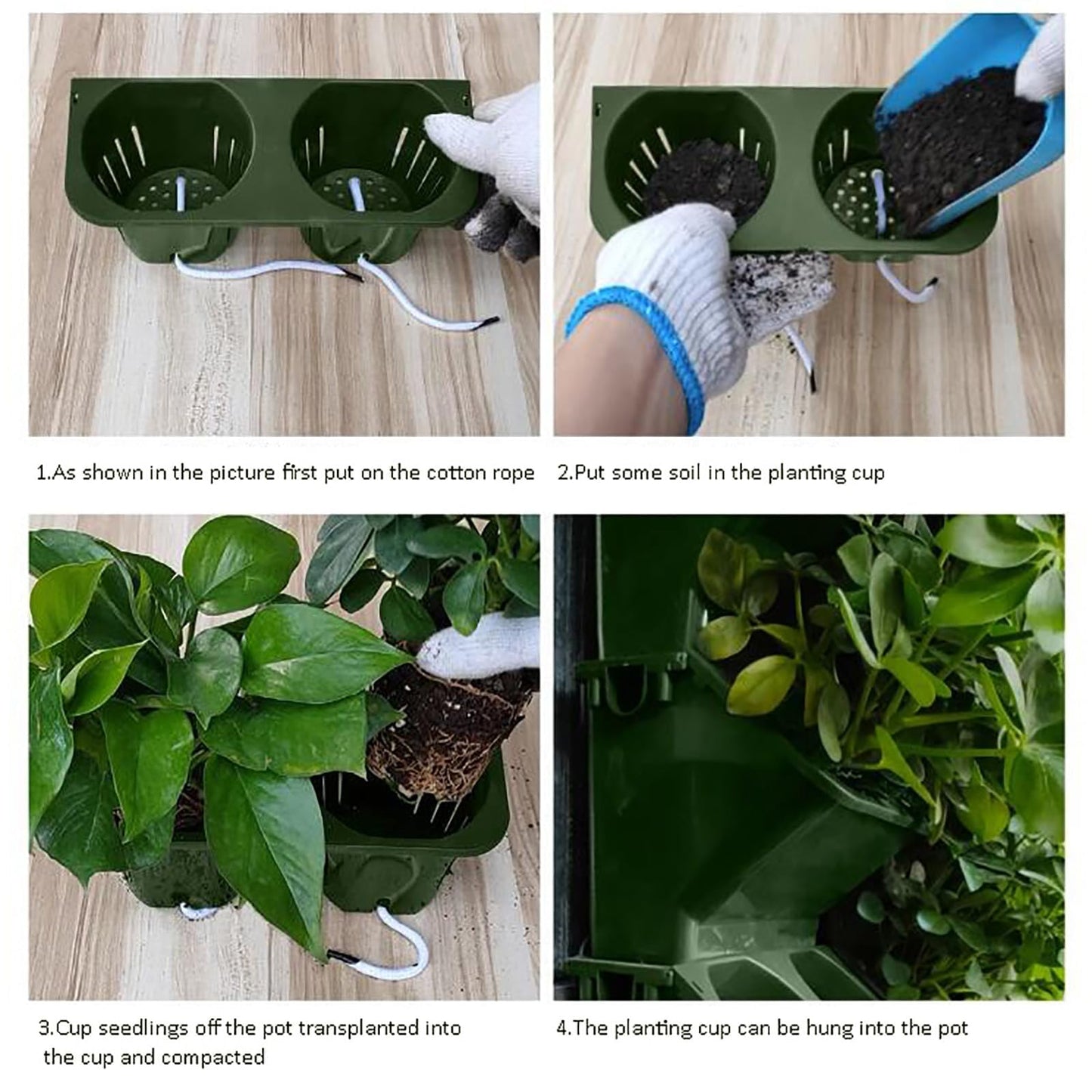 IMSFQFWL Vertical Wall Planter for Outdoor Plants, Indoor/Outdoor Living Wall Decor for Green Herbs and Flowers Self Watering Stacking Planters with Hanging Holder (Dark Green)
