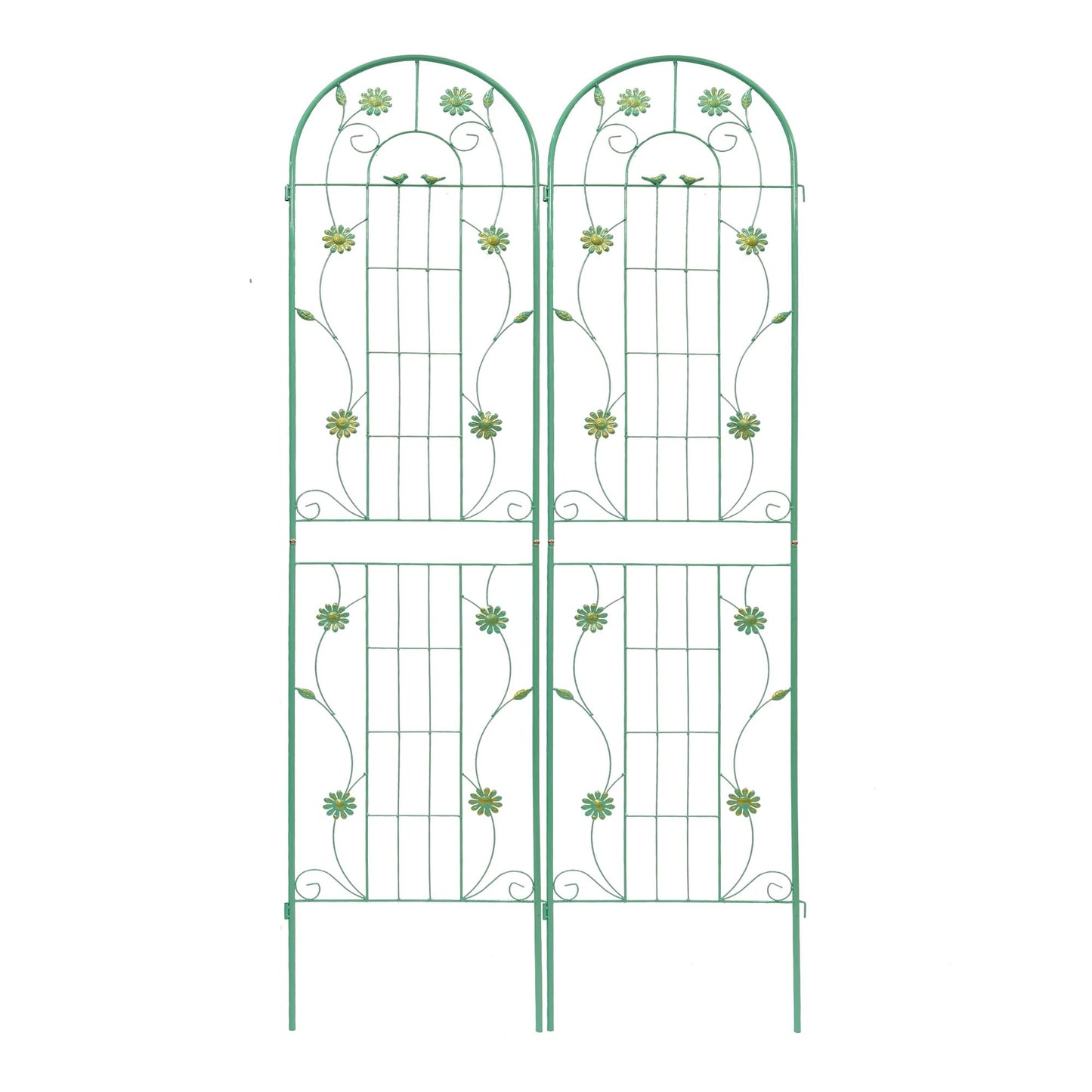 Elegant Metal Garden Trellis for Climbing Plants, Rustproof Outdoor Flower Support, Metal Galvanized Tube with Powder Coating, Decorative Trellis for Ivy,Rose,Clematis,Jasmine,Grape (Green,2)