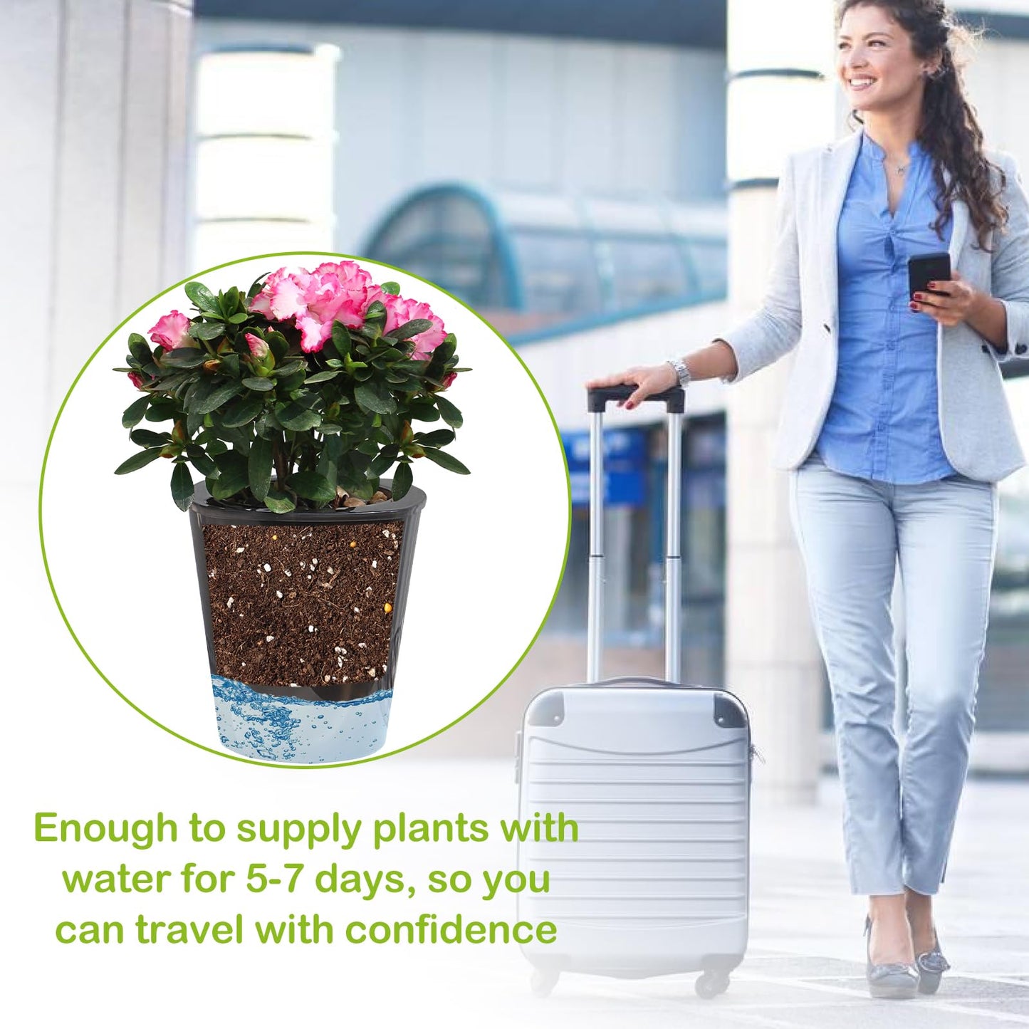 Oliz Self Watering Planter 8 Pcs,4.3 Inch Flower Plant Pot with Inner Pot, Indoor Self Watering Planter Pot for Herbs, Flowers