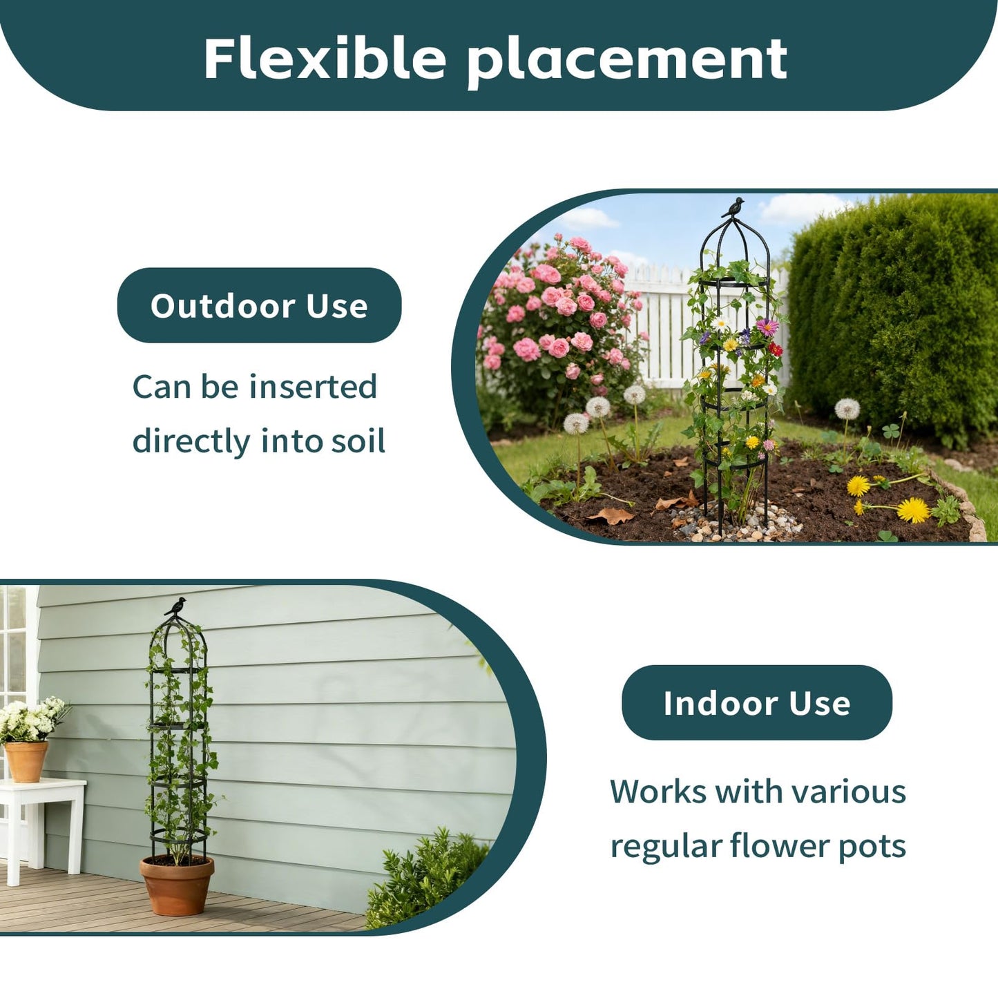 GreenGiggle 2 Pack Garden Obelisk Trellis for Climbing Plants Outdoor, Plant Trellis Garden Tower Trellis for Potted Plant Climbing, Flowers Vegetable Cucumber Trellis