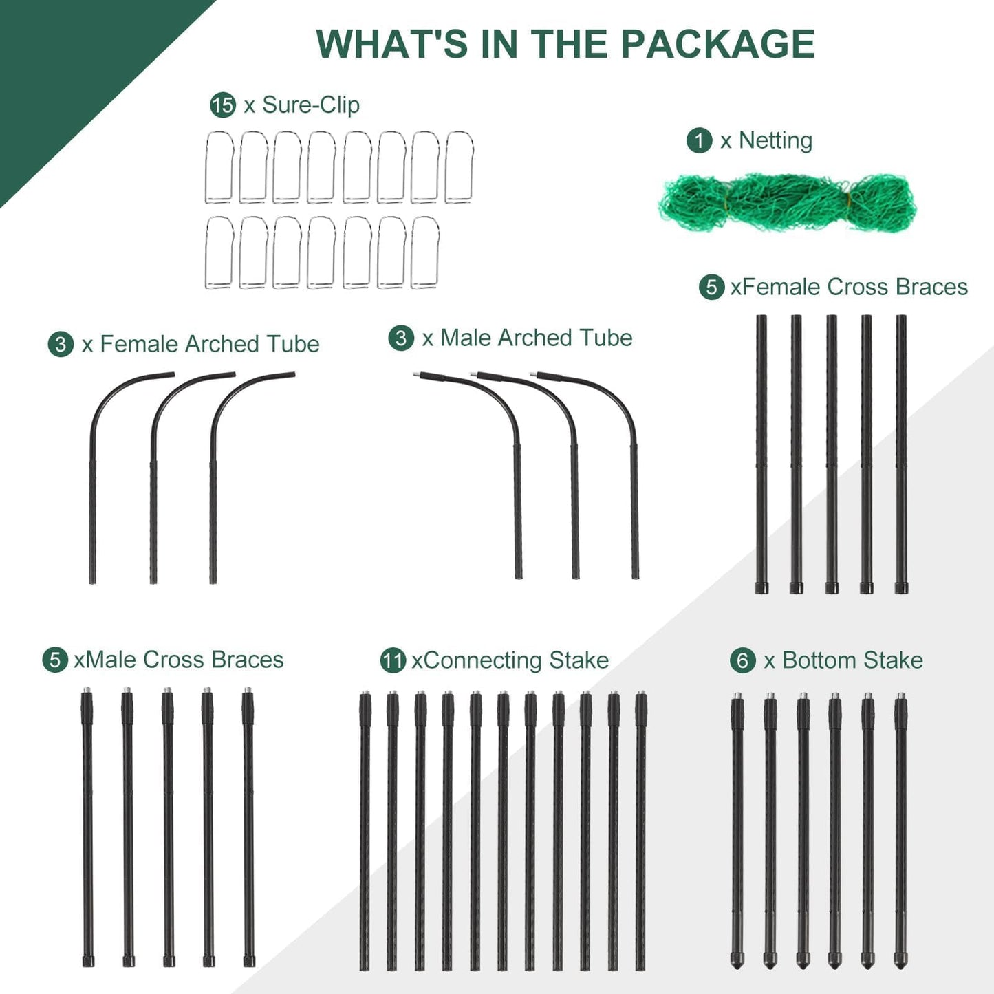 Follook Cucumber Trellis for Raised Bed, 4 feet Garden Trellis for Climbing Plants Outdoor, Plastic-Coated Metal Arch Plant Support for Flower Vines Vegetables Peas Beans Cucumber Trellis, Black