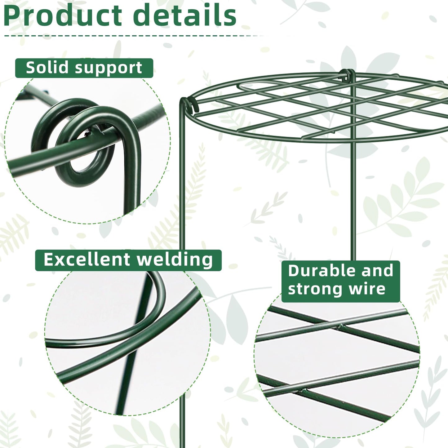 6 Pack Peony Cages and Supports 12 x 16 Inch Grow Through Plant Supports for Outdoor Plants,Plant Brace Flower Support Rings Hoops for Vegetables,Rose,Tomato,Orchids