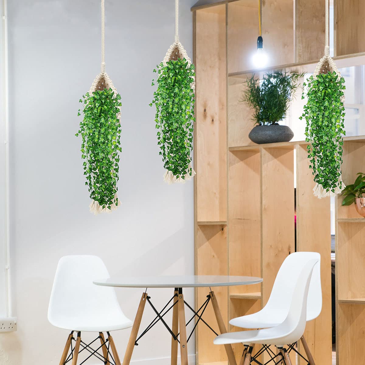 Spencer 2 Pack Macrame Plant Hanger - Hanging Planters Handmade Hanging Plant Holder Cotton Rope, Decorative Flower Pot Holder for Real & Fake Hanging Plants Indoor Outdoor Boho Home Decor
