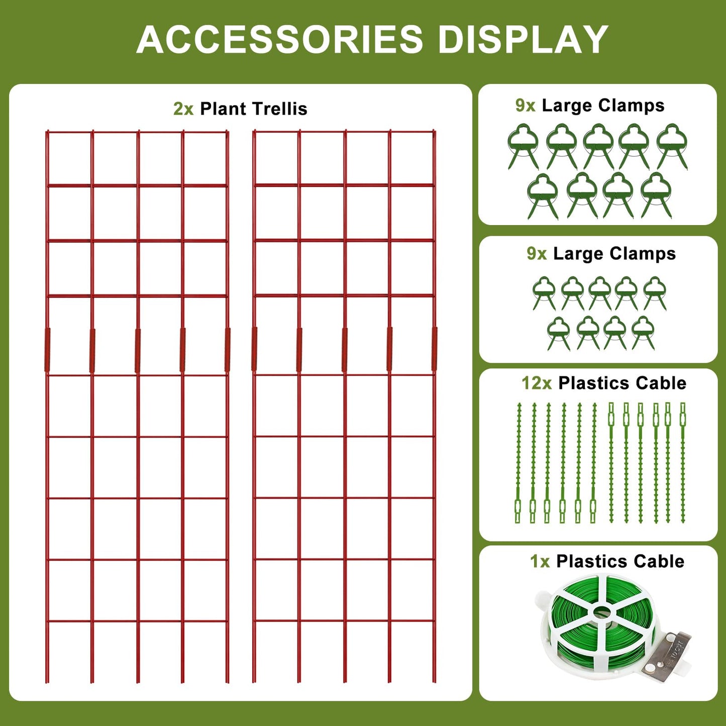 UrGROWA Cucumber Trellis 2 Pack, 59" H Foldable A-Frame Garden Trellis for Raised Bed Garden Grow Support with Plant Support Clips, Twist Ties for Cucumber,Tomato, Climbing Plants and Flowers