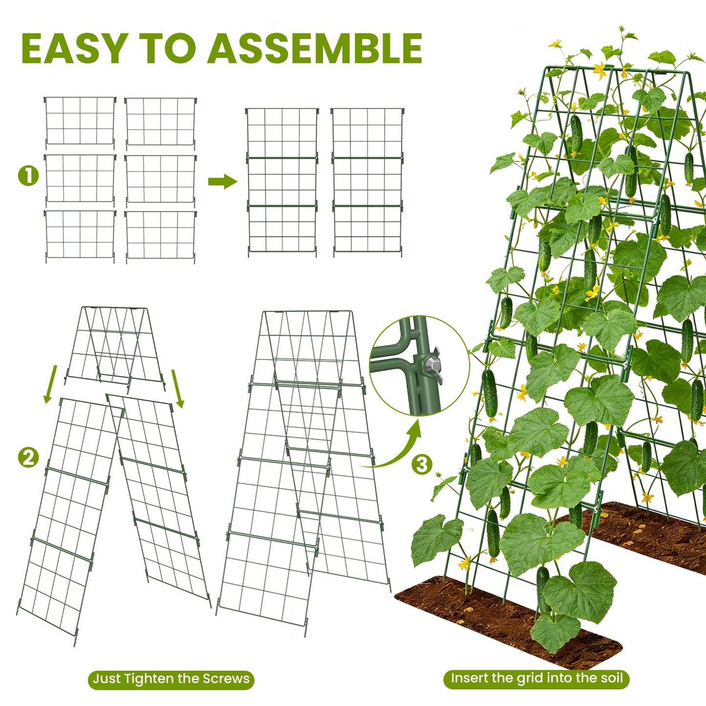 Heavy Duty Adjustable A-Frame Trellis for Climbing Plants,48"x16", Rust-Proof Metal Garden Trellis with Dense Grid, Ideal for Raised Beds, Cucumbers, Tomatoes, Beans, and Outdoor Vines (1 Pcs)