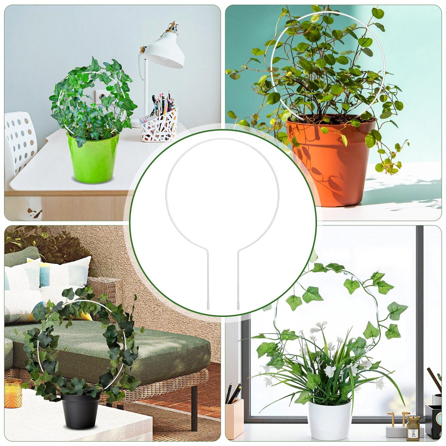 2 PCS Round Plant Trellis for Potted Plants, Small Trellis Indoor Outdoor Rust-Proof Circle Trelli for Climbing Plants Circle Plant Climber Support Stakes for Potted Flowers Garden Stem Vines
