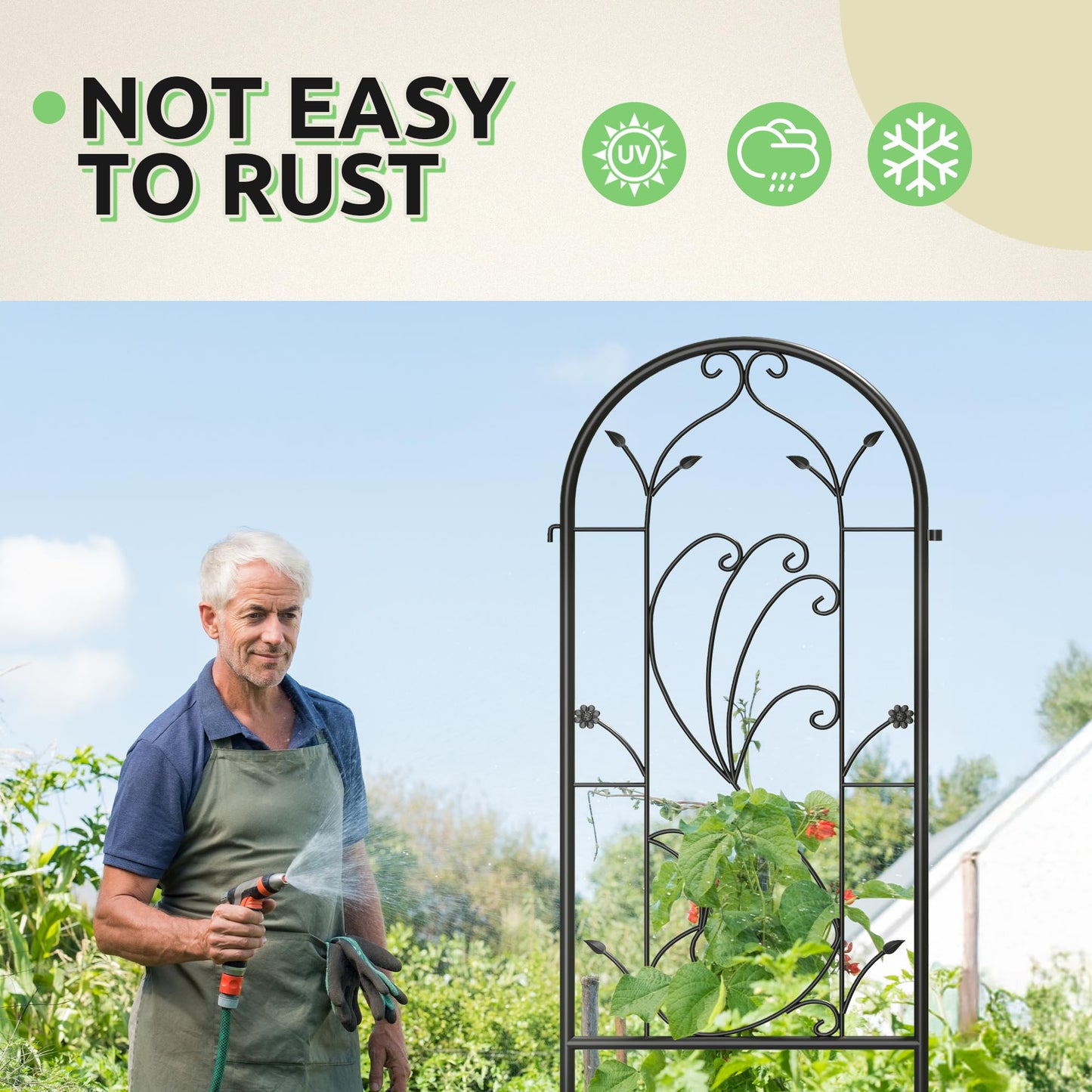 Ultym 2 Pack 87x20in Garden Trellises, Sunflower Black Metal Coated Rustproof Trellis for Climbing Plants Outdoor, Roses, Vegetables, Vines, Cucumbers