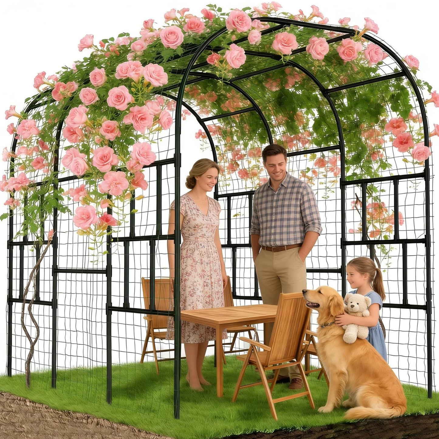 Tall Garden Arch Trellis for Climbing Plants, 87in Tall Metal Plant Support Trellis Archway for Climbing Plant Vegetables Cucumber, Outdoor Yard Lawn Garden Arch Tunnel Trellis