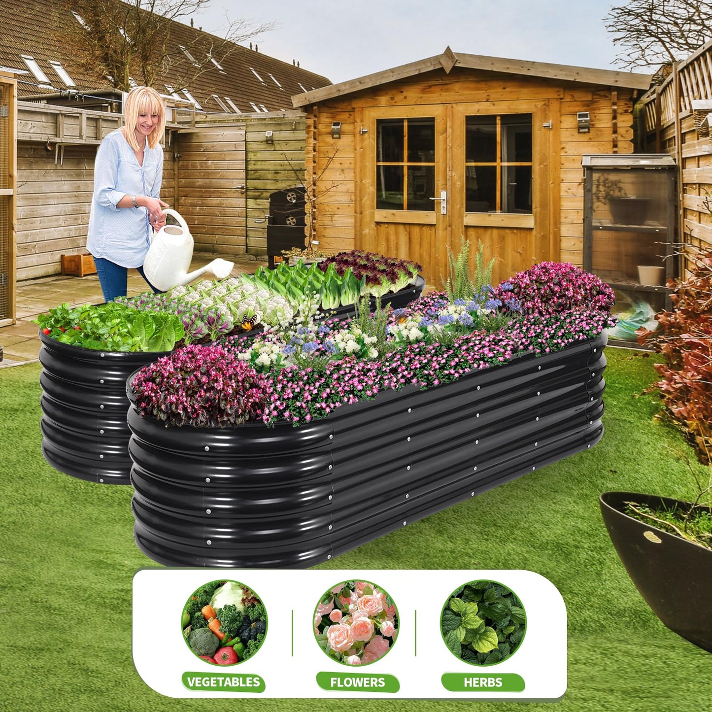 Permade Galvanized Raised Garden Bed Outdoor- Raised Beds for Gardening| Metal Planter Box, Steel Raised Garden Bed Kit with Safety Edging and Gloves for Vegetables, Flower, Herbs (6x2x1.4FT, Gray)