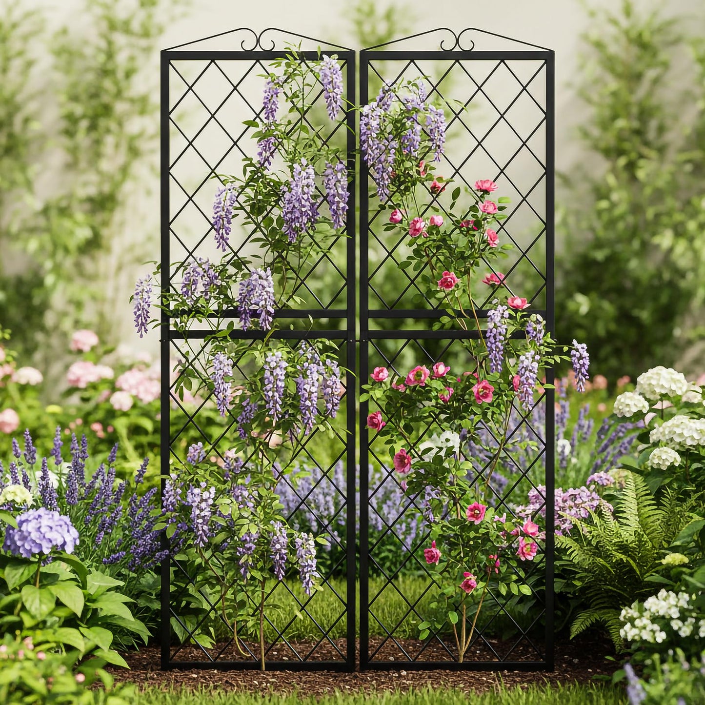 2 Pack 71 Inch Metal Garden Trellis for Climbing Plants, Thickened Square Tube Metal Garden Trellis for Vines Plant Rose Vegetable Support,Large Decorative Outdoor Trellis