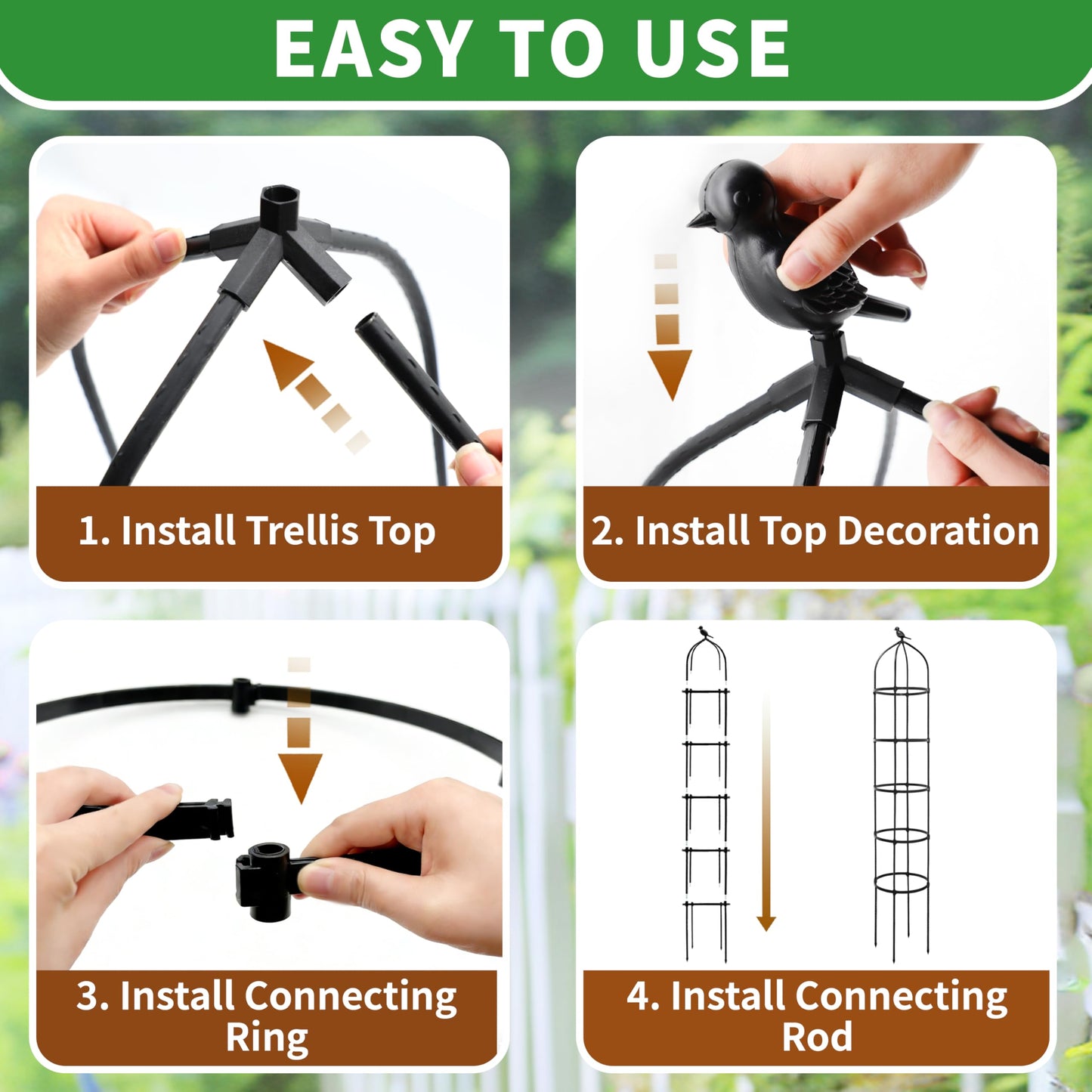 2-Pack 6.7FT Garden Obelisk Trellis for Climbing Plants,81”Metal Plant Support Tower,Heavy Duty Thickened Tube,Rustproof Black Vine & Flower Stand for Outdoor Indoor Use