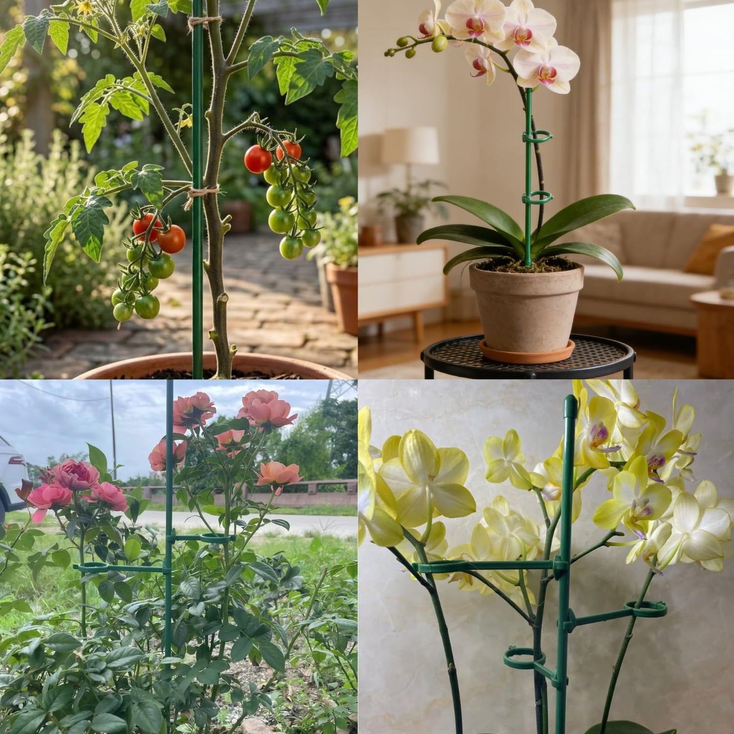 MAZUBOHOY 20Pack Plant Stakes, 16inch & 12inch Adjustable Plant Support Stake Garden Pole Sticks for Indoor/Outdoor Plants Monstera Tomato Orchid Comes with 20 Clips and Ties