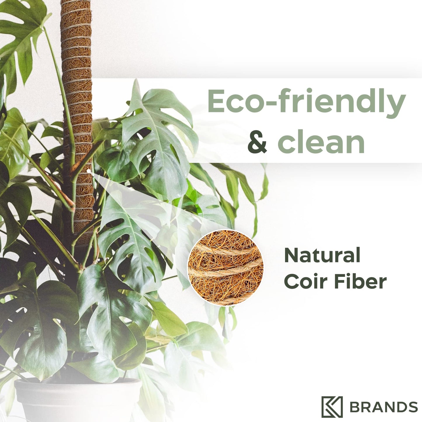 K-Brands 4 Pack Forest Moss Coco Coir Bundle - 2 x 42'' + 2 x 63'' Monstera Plant Support - Moss Poles for Climbing Plants Monstera - Plant Pole Plant Sticks Support