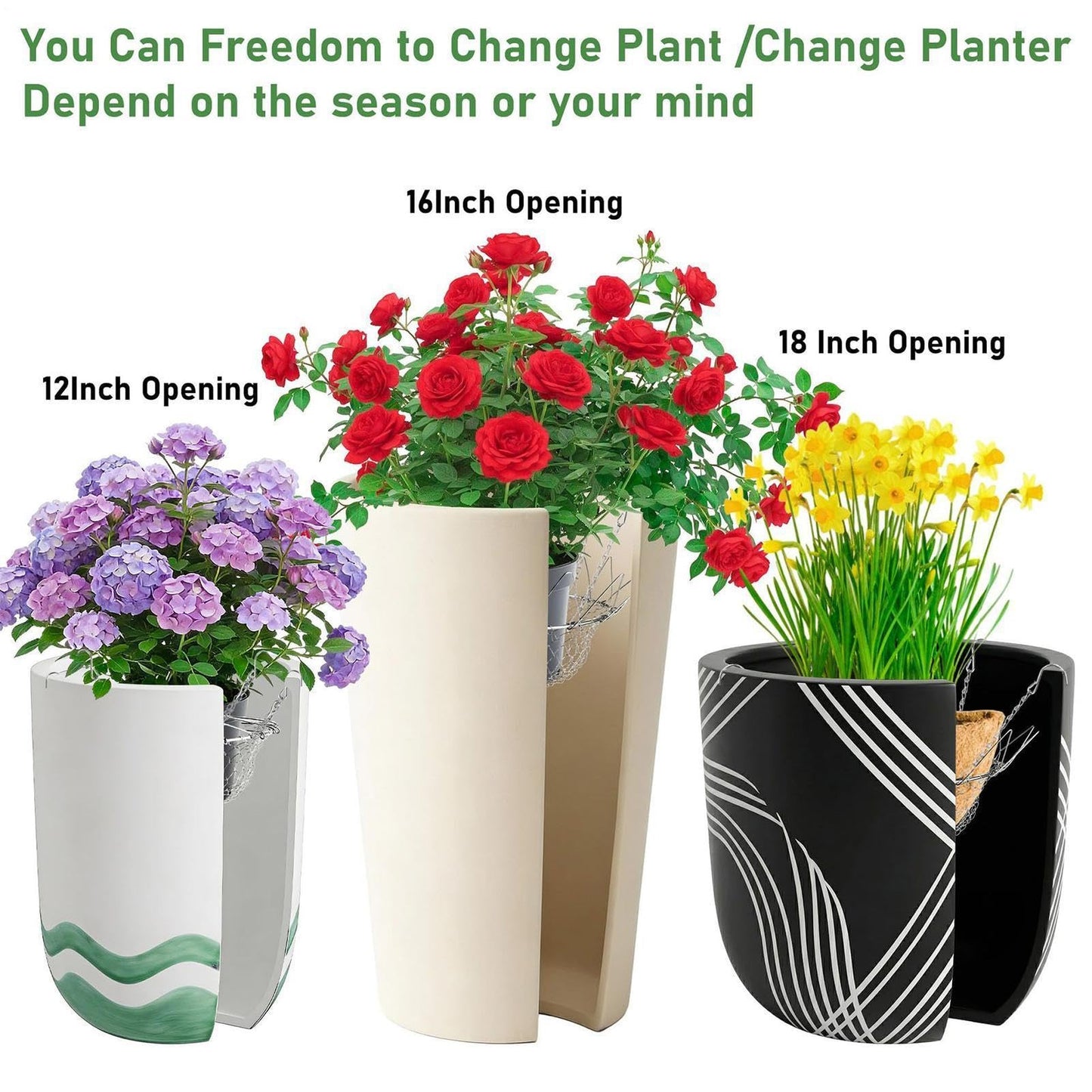 Planter Inserts for Large Pots - Heavy Duty Rustproof Riser Chains - Adjustable Planter Insert,for Outdoor Indoor Potted Home Soil