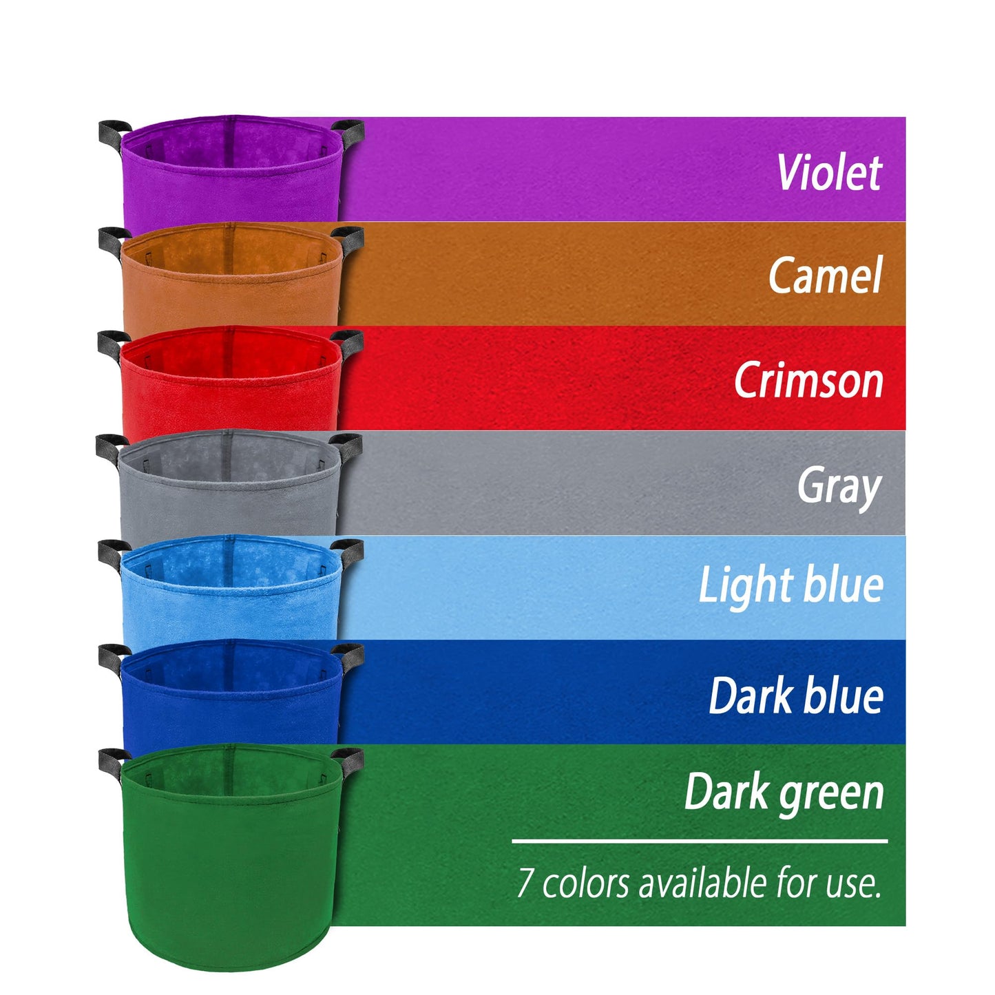 7 Pack 5 Gallon Plant Grow Bags - Mixed 7 Colors with Reinforced Handles & Aeration Design, Ideal for Tomato, Flowers & Fruits