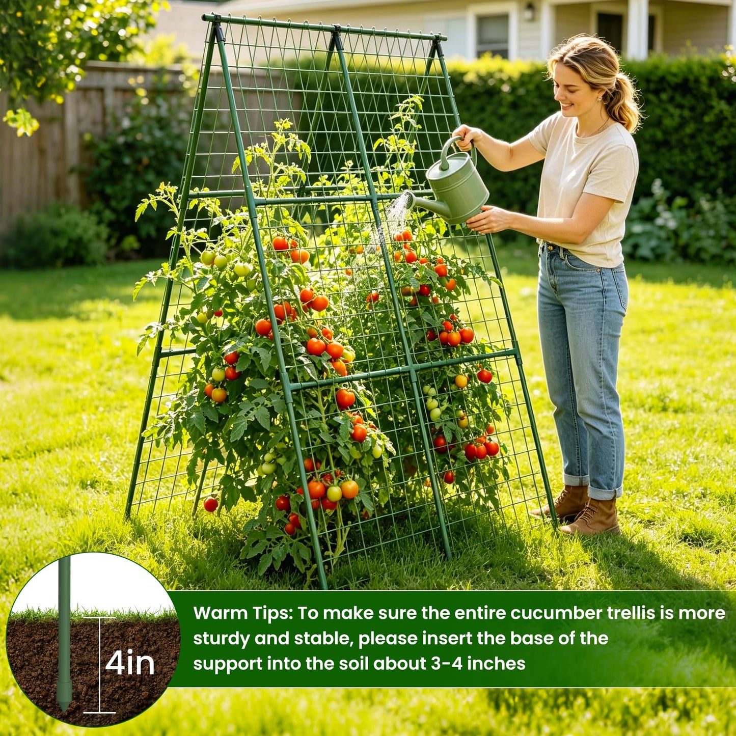 2 Pack Cucumber Trellis 48" L x 48" H, A-Frame Garden Trellis for Climbing Plants Outdoor, Vegetable Trellis for Raised Bed, Support for Squash Pea Zucchini Grape Flowers Tomato