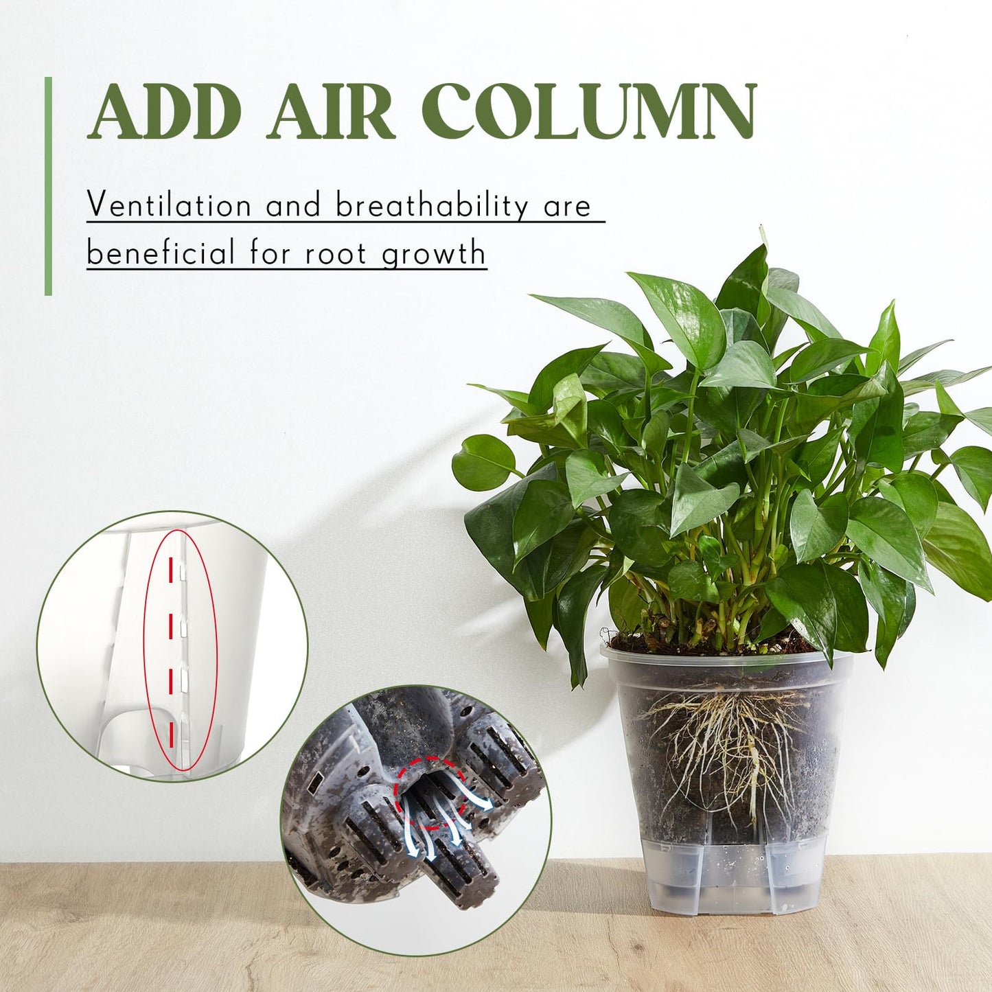 Wonderjune Self Watering Pots for Indoor Plants with Deep Reservoir and High Drainage Holes for Outdoor Plants and Flowers, Bare Root Planter(4.72'',Clear,9 Pcs)
