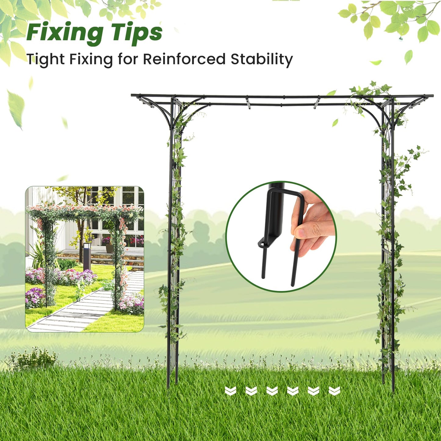 SAFSTAR 81-Inch Garden Arch, Metal Arbor Archway for Climbing Plants, Decorative Lawn Arbor, Heavy-Duty Arch Trellis for Climbing Plants Outdoor Wedding Ceremony Party Backyard