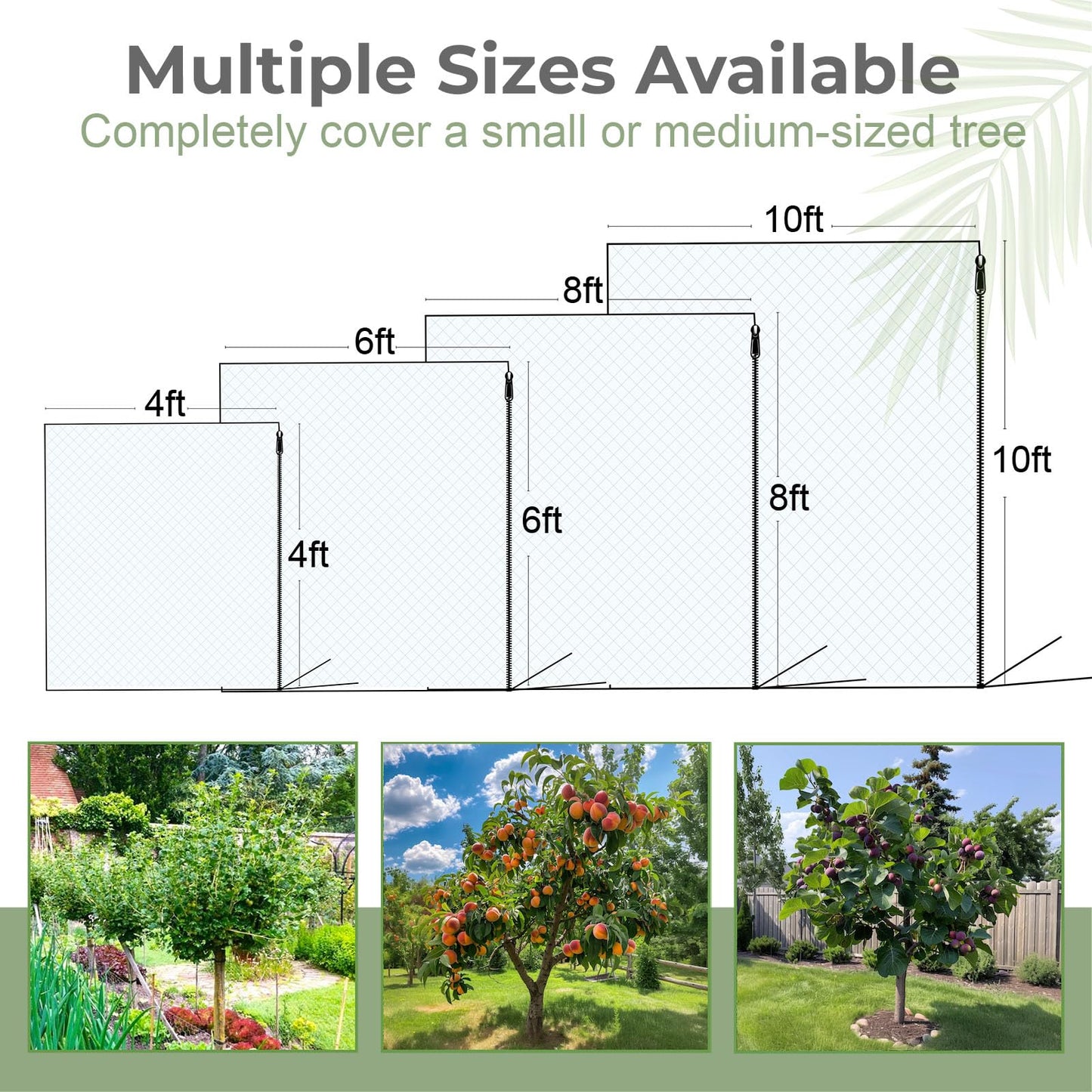 Homoda Fruit Tree Netting Cover with Zipper & Drawstring, 2 Packs 8ft x 8ft Insect Bird Barrier Netting for Garden Protection, Ultra Fine Mesh Garden Netting