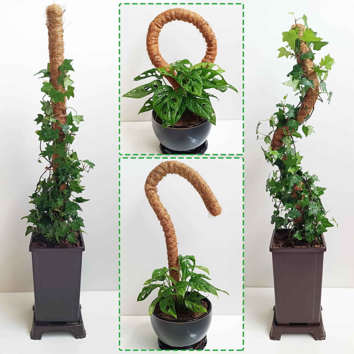 Moss Pole Set, Bendable Moss Pole for Plants Monstera, Tall Moss Poles for Climbing Plants Indoor, Large Handmade Coco Coir Plant Pole Sticks Support Stakes for Potted Plants, Pothos