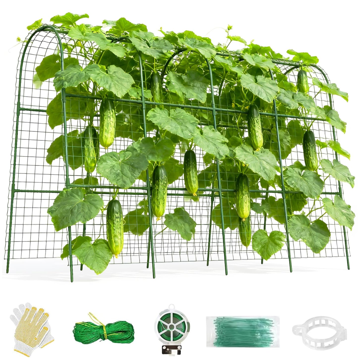 Cucumber Trellis for Raised Bed 64" L x 48" H, U-Shape Garden Trellis for Climbing Plants Outdoor, Metal Arch Trellis for Vegetables, Plant Support for Tomato Pea Zucchini Grape Flowers