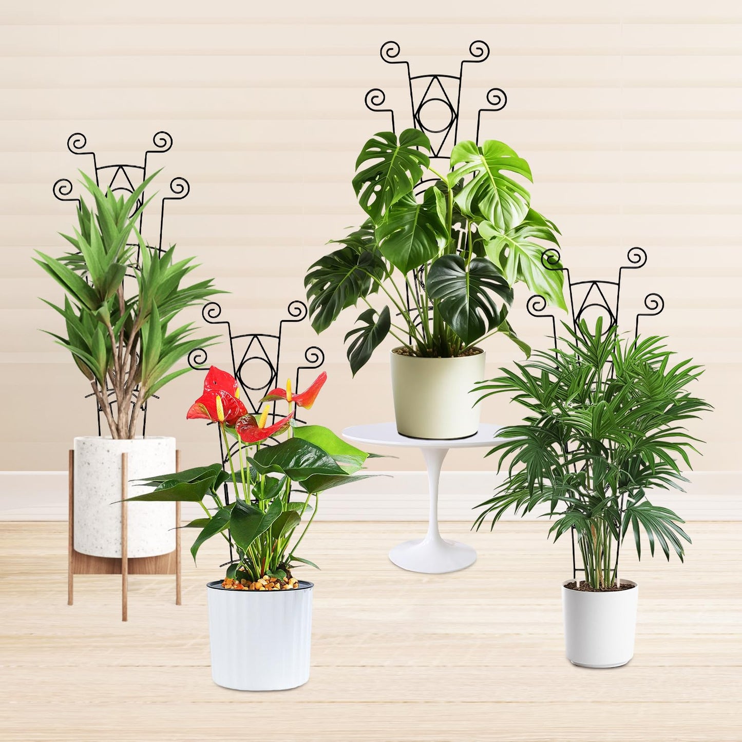 Yhtpouqe Indoor Plant Trellis for Climbing Plants 2 Pack Small Garden Metal Support for Potted Plants Flowers Houseplants for Outdoor