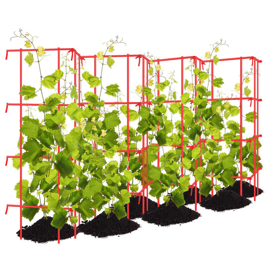 Blulu Sturdy Expandable Tall Pea Trellis Panel Folding Garden Trellis for Climbing Plants 9' x 39" H Multi Use Heavy Duty Outdoor Garden Peas Tomato Cucumber Steel Plant Support Red W/ 8" Grids