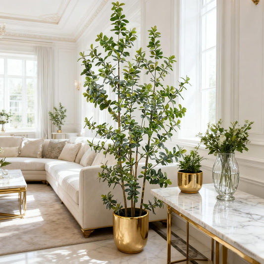 ZSENENT Fake Trees Premium 4 Main Trunks 7 ft Faux Black Olive Tree, Realistic Olive Trees Artificial Indoor, Low-Maintenance, Ideal Artificial Tree for Home Office Décor (Green)