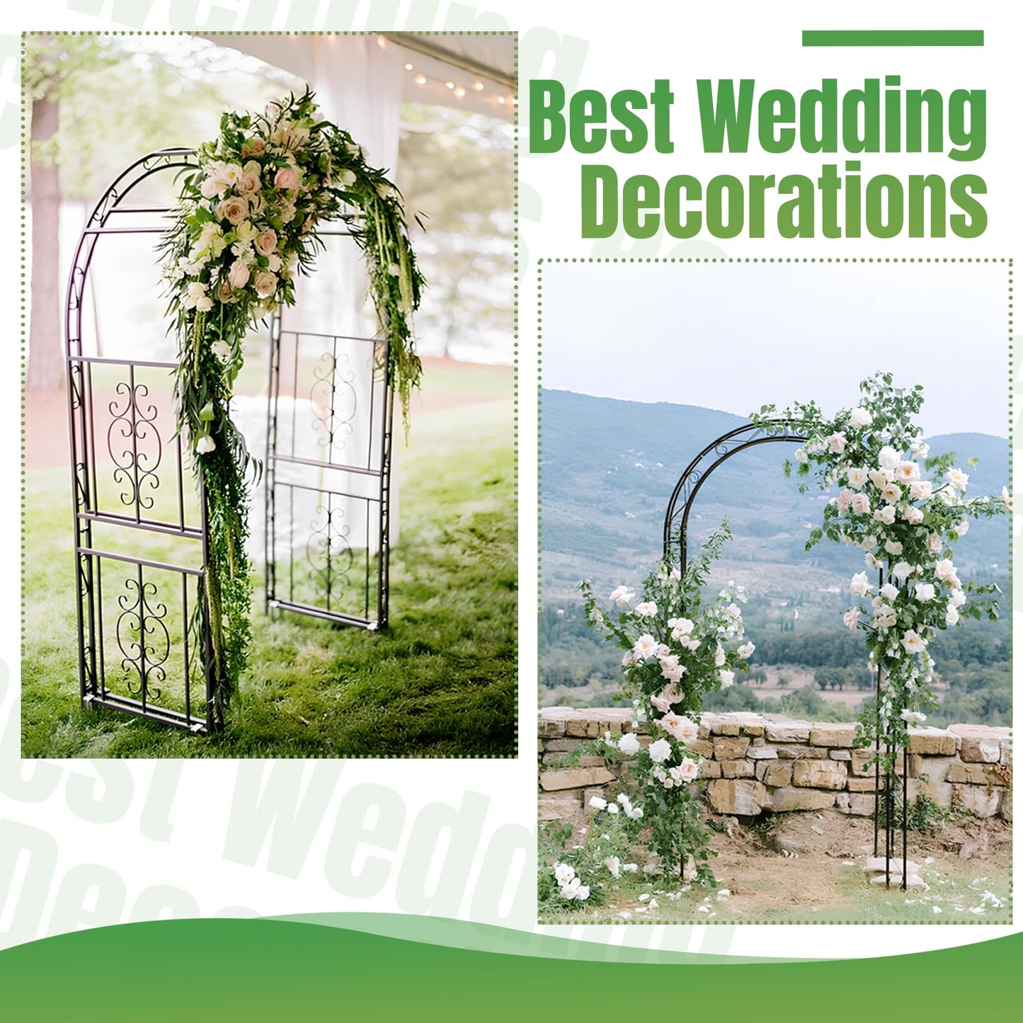 Solaroxy 7FT Black Garden Arbor Trellis, Outdoor Metal Garden Arch for Climbing Plants Flowers Vines, Metal Lightweight Wedding Decoration Frame Archway for Lawn Bridal Party Ceremony Holiday Event