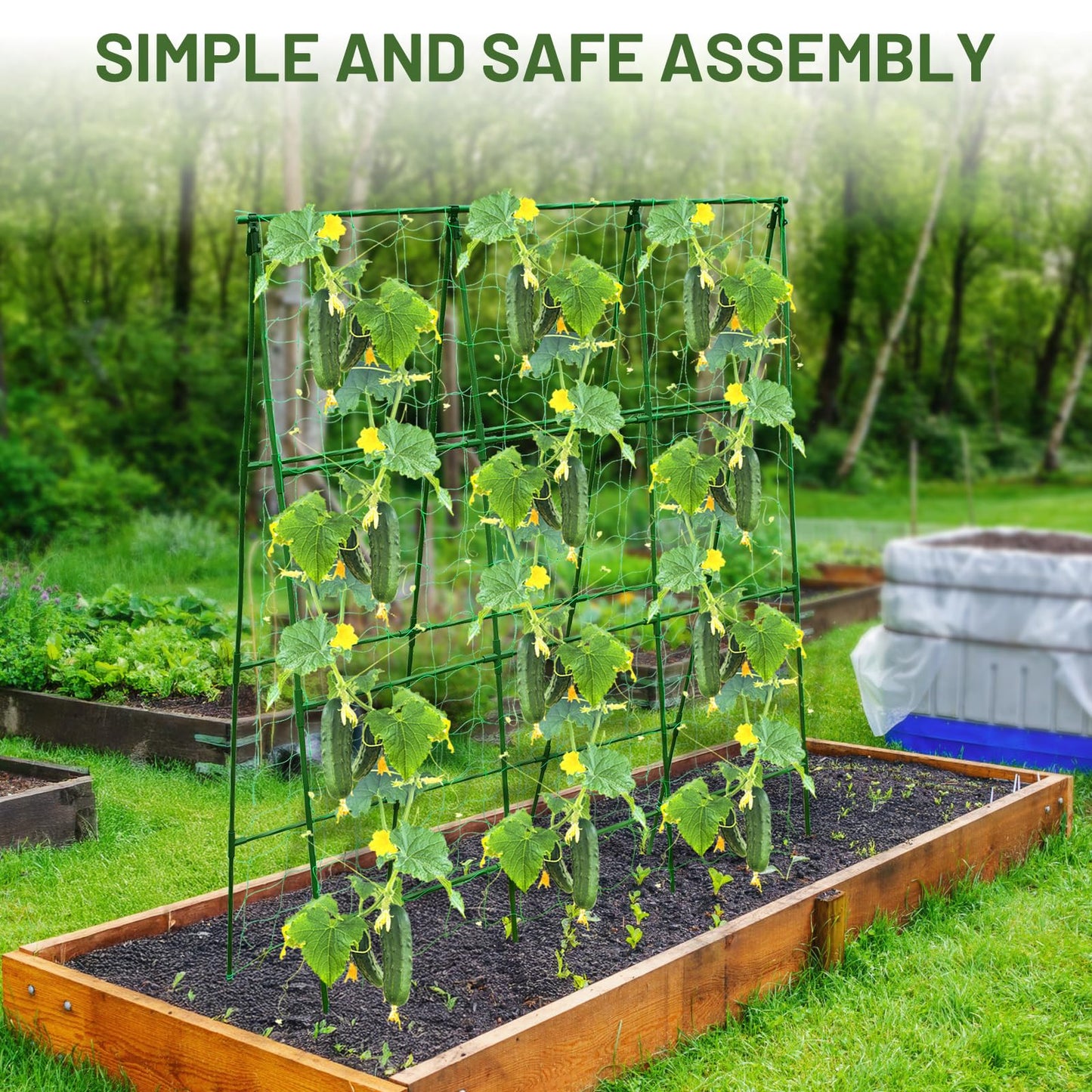PHENEAHILL Large A-Frame Garden Trellis for Tomatoes, Cucumbers & Heavy Climbing Plants - Rust-Resistant, Heavy-Duty Steel, Perfect for Outdoor Gardens & Vertical Gardening(47" W x 63" H)
