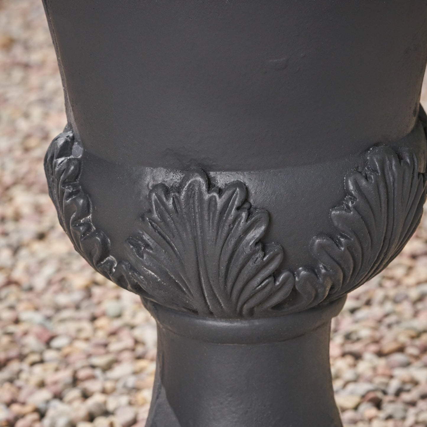 PETALORE Black Urn Planter, Tall Outdoor Flower Pots with Roman Botanical Design, Durable Magnesium Oxide Pedestal Planter for Garden, Patio, or Front Porch Decoration, Weather-