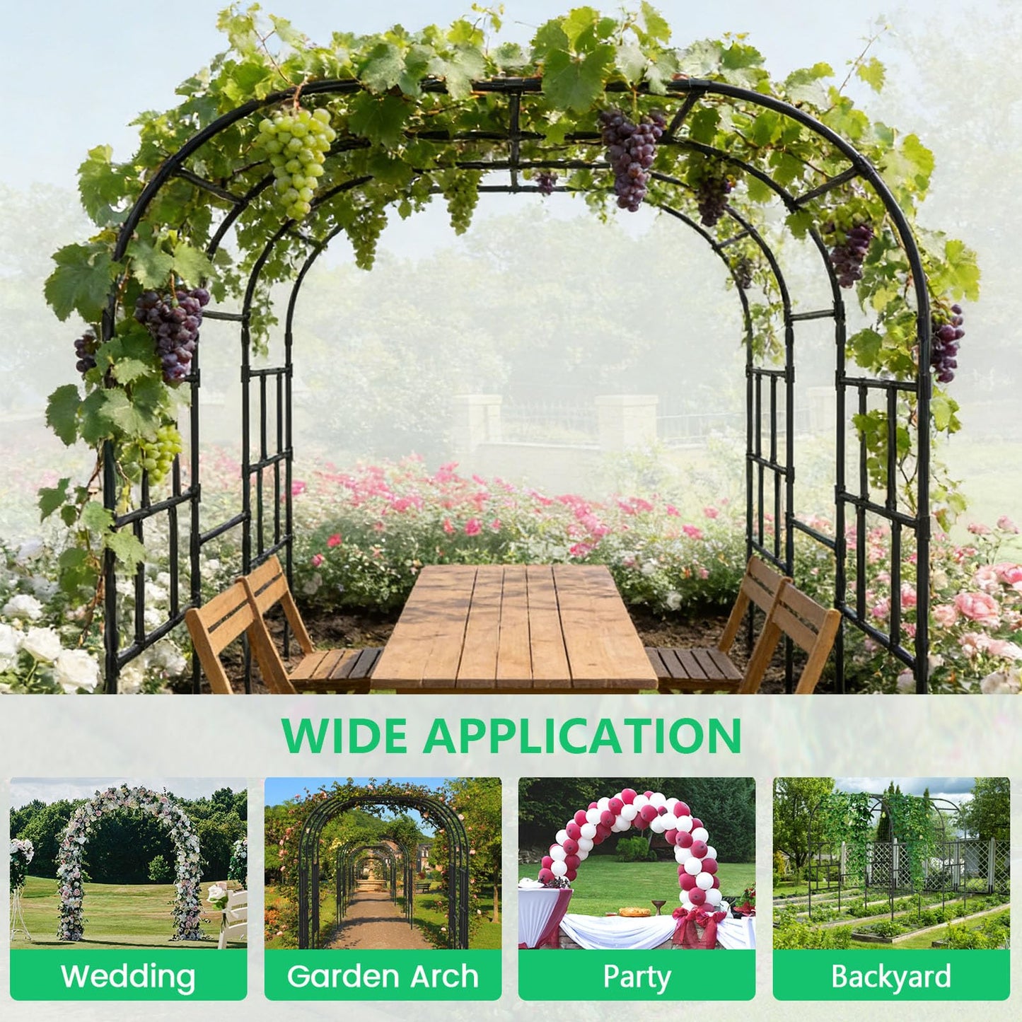 Tall Garden Arch Trellis for Climbing Plants, 87in Tall Metal Plant Support Trellis Archway for Climbing Plant Vegetables Cucumber, Outdoor Yard Lawn Garden Arch Tunnel Trellis