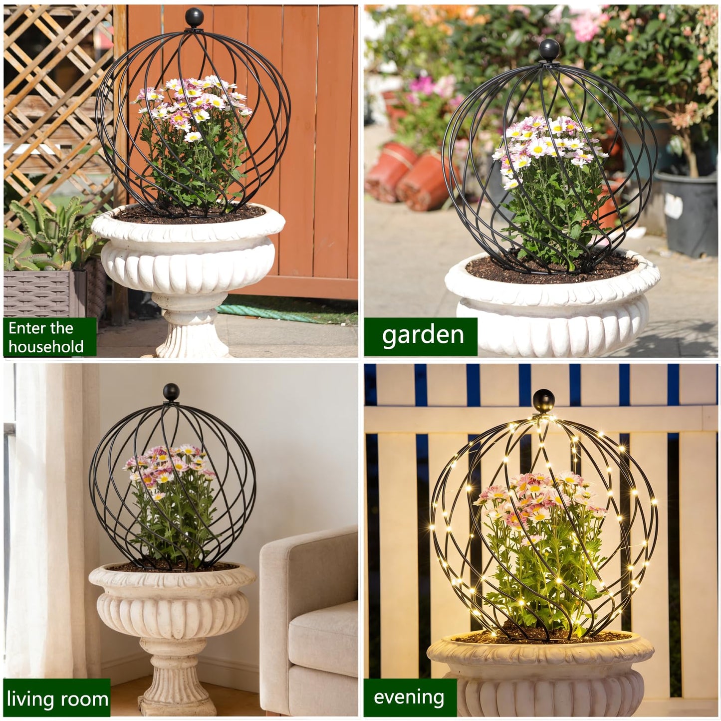 GOOOXIM 21” Garden Obelisk Trellis for Climbing Plants – Durable Metal with Corrosion-Resistant Finish, Ideal for Roses, Bougainvillea, Vines & Potted Plants – Stylish Addition to Your Garden Décor