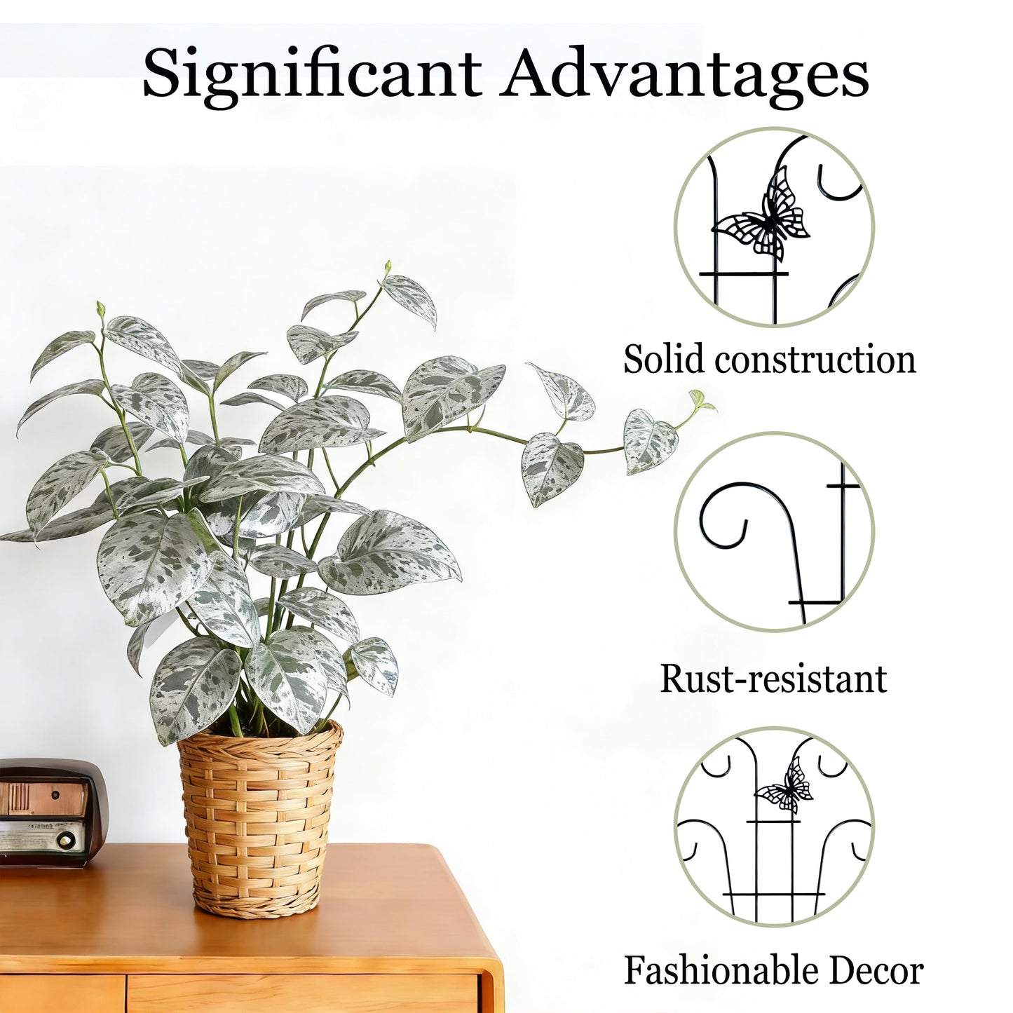 4 Pcs Butterfly Trellis for Potted Plants Indoor, 14.6 inch Small Garden Metal Trellis for Climbing Plants Outdoor, Stackable Pothos Plant Climber Support for Hoya Vine Ivy Flower Plant Support