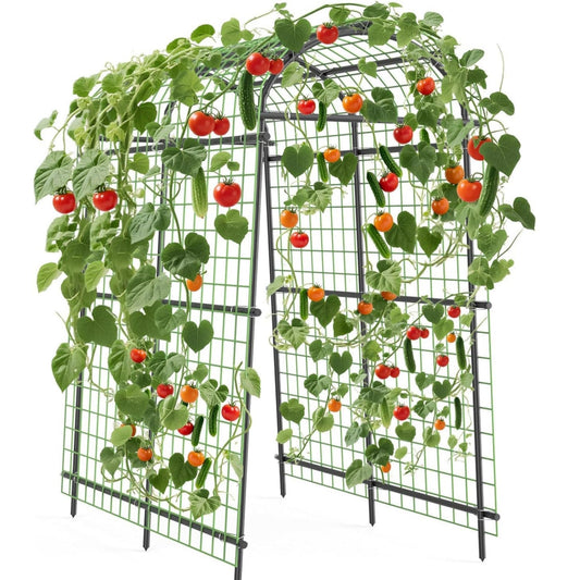 7.5FT Extra Tall Garden Arch Trellis, Polyethylene-Coated Stainless Steel Outdoor Plant Support for Climbing Flowers, Vegetables, Cucumbers, Vines | Heavy-Duty Pergola Arbor for Wedding, Party, Garden