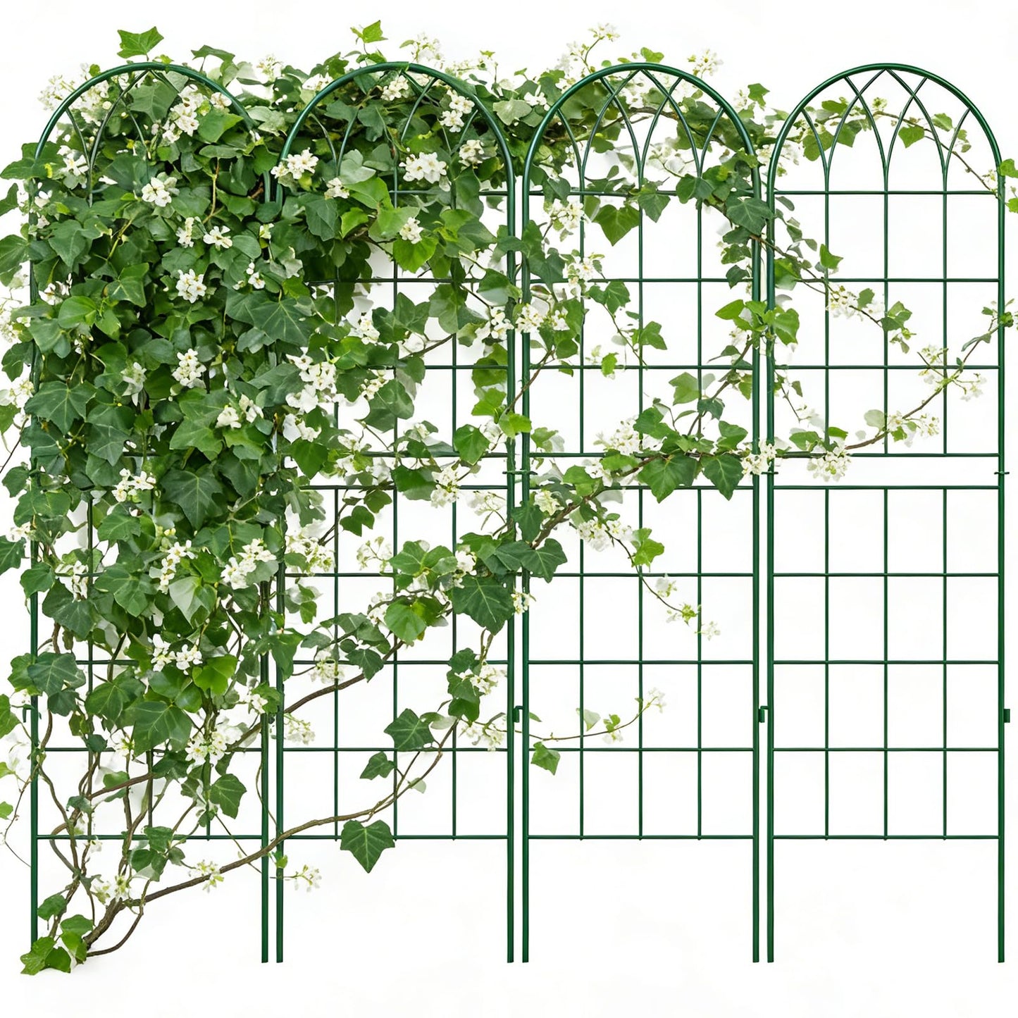 4 Pack Metal Garden Trellis for Climbing Plants, 71 Inch Green Metal Garden Trellis for Vines Plant Rose Vegetable Support,Large Decorative Outdoor Trellis