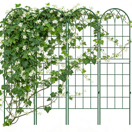 4 Pack Metal Garden Trellis for Climbing Plants, 71 Inch Green Metal Garden Trellis for Vines Plant Rose Vegetable Support,Large Decorative Outdoor Trellis