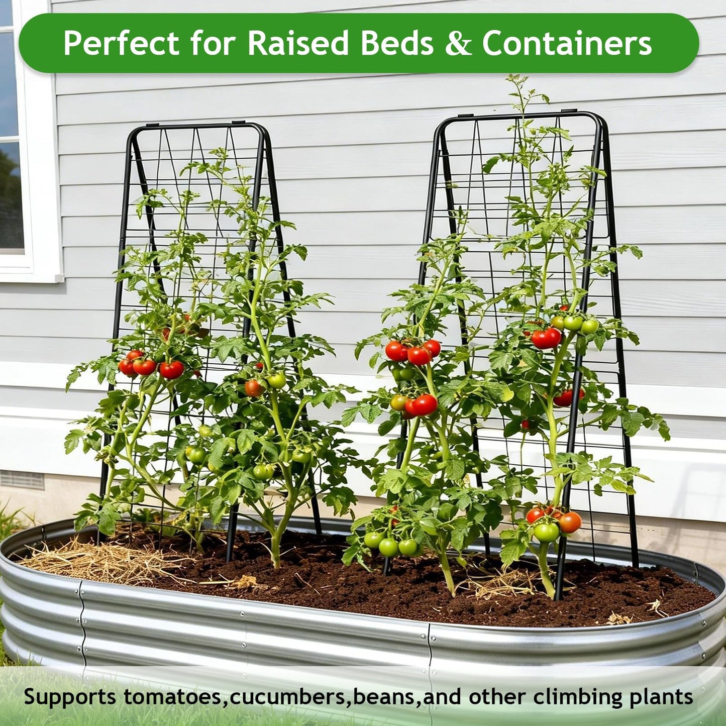 Heavy Duty Adjustable A-Frame Garden Trellis for Climbing Plants 50"x17", Reinforced Metal Plant Support for Raised Beds, Ideal for Tomatoes, Cucumbers & Outdoor Vines Black, 1 Pc