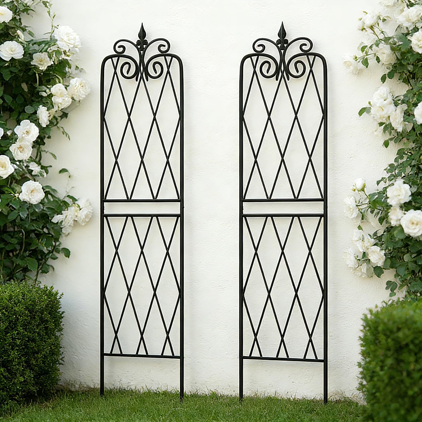SCENDOR 2 Pack 71" H x15 W Trellis,Black Garden Trellis for Climbing Plants Outdoor Metal Frame Sturdy Trellis for Rose