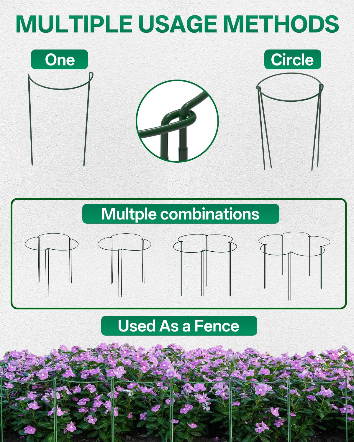 Breeze Touch 8 Pack Plant Support Stakes, 16 Inch Plant Stakes for Outdoor Plants, Peony Cage with 15 Pcs Green Lables, Peony Cages and Supports, Peonies Support Cages Flower Stakes for Plants