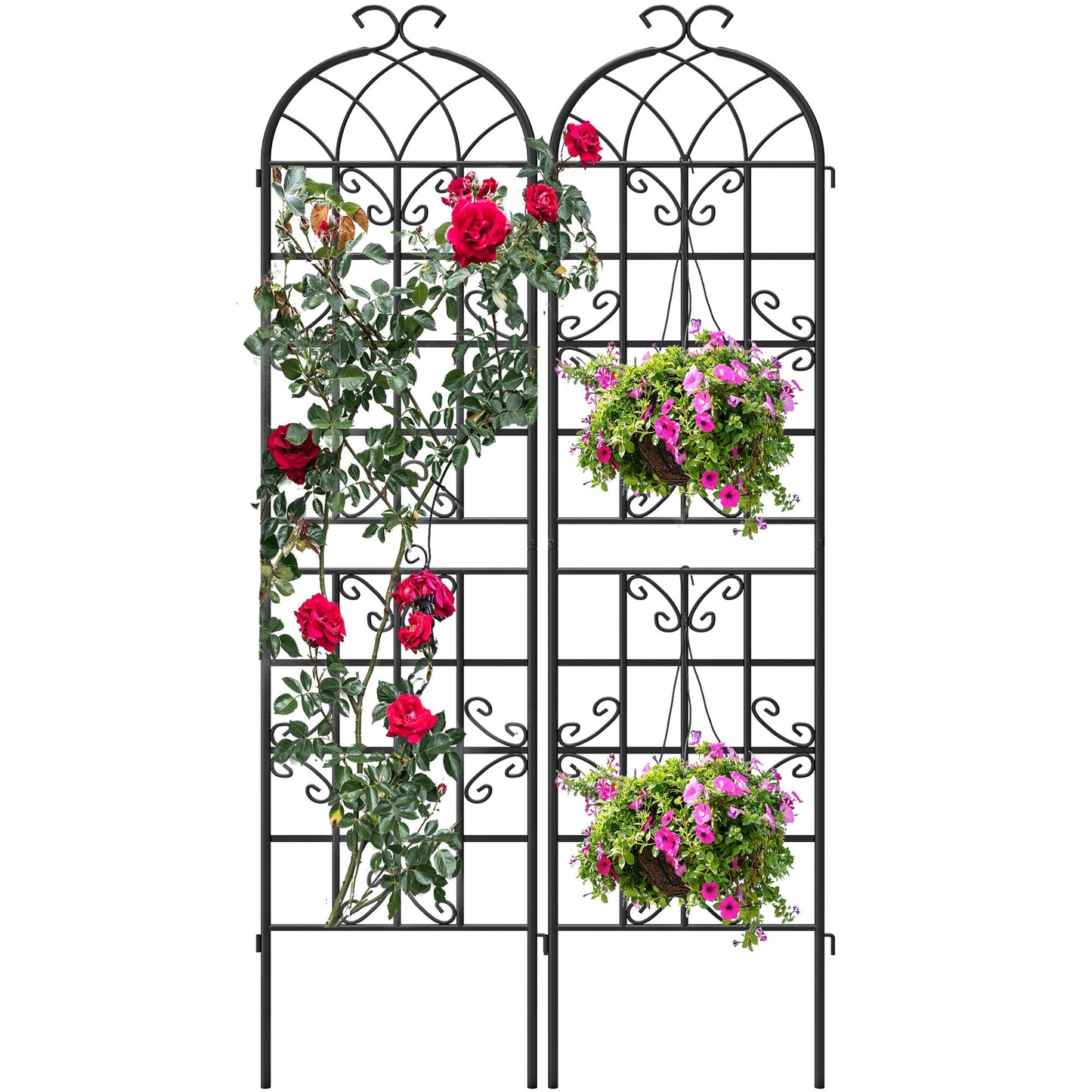 Ultym 2 Pack 87x20in Garden Trellises, Butterfly Black Metal Coated Rustproof Trellis for Climbing Plants Outdoor, Roses, Vegetables, Vines, Cucumbers