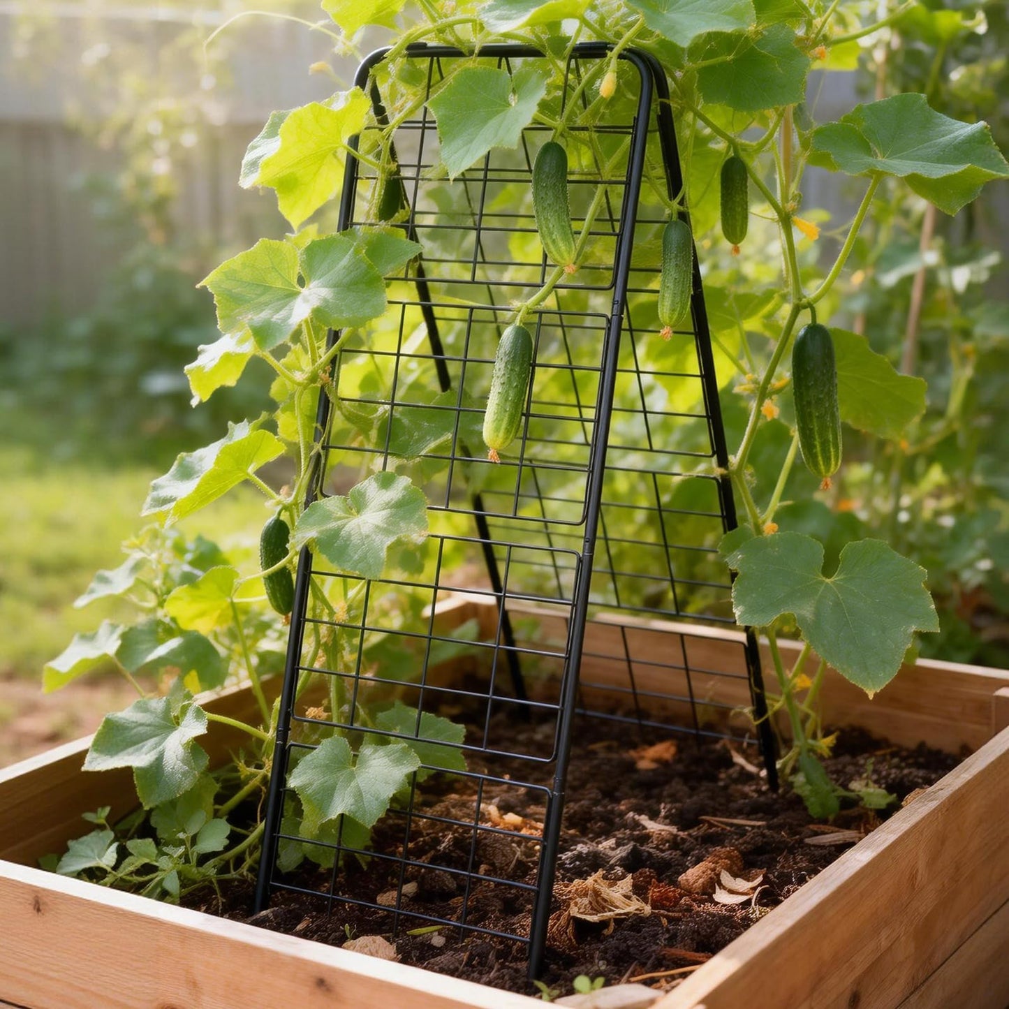Heavy Duty Adjustable A-Frame Garden Trellis for Climbing Plants 50"x17", Reinforced Metal Plant Support for Raised Beds, Ideal for Tomatoes, Cucumbers & Outdoor Vines Black, 1 Pc